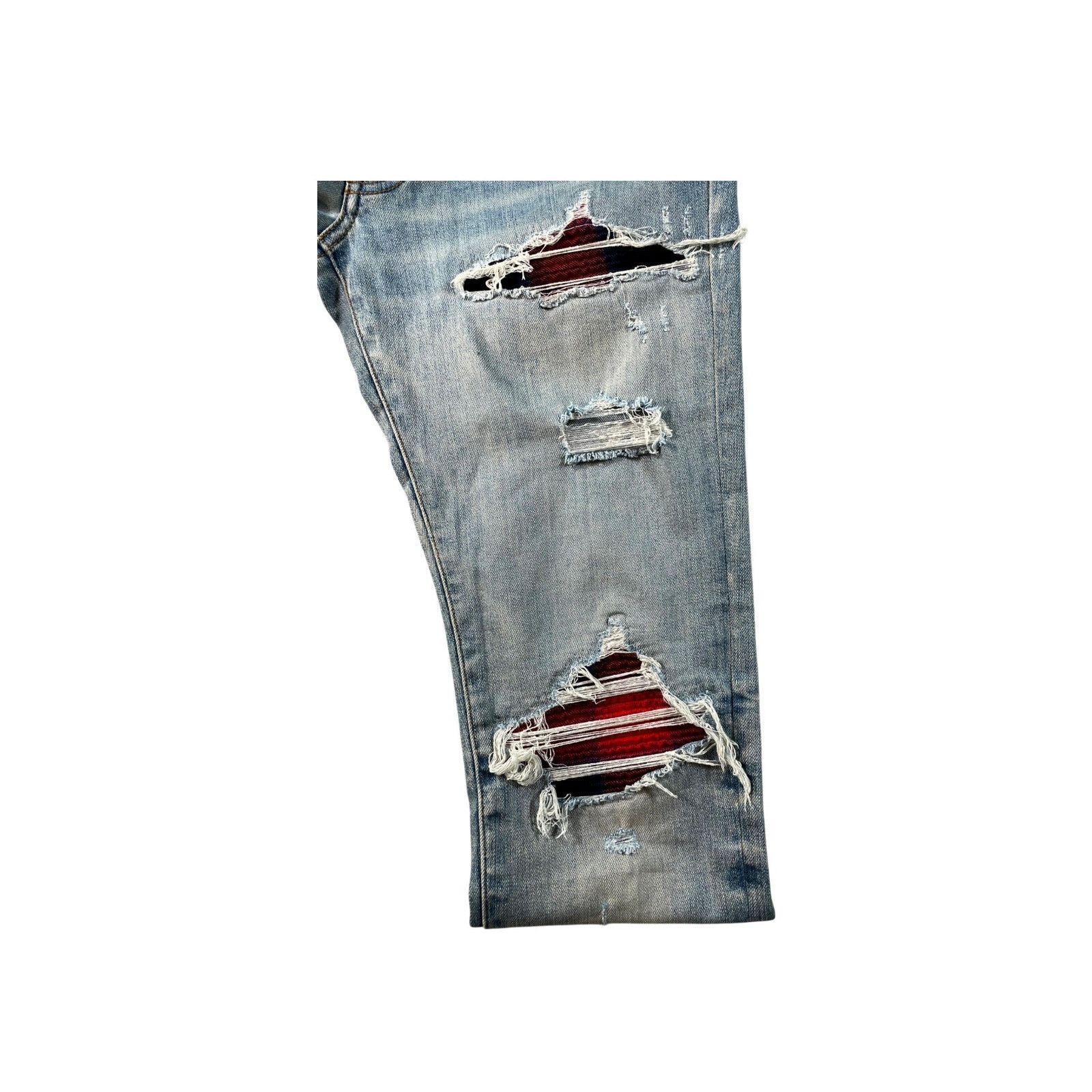 Amiri Amiri "MX1" Patch Light Wash, Baby Blue & Red Jeans Size US 30 / EU 46 - 3 Thumbnail