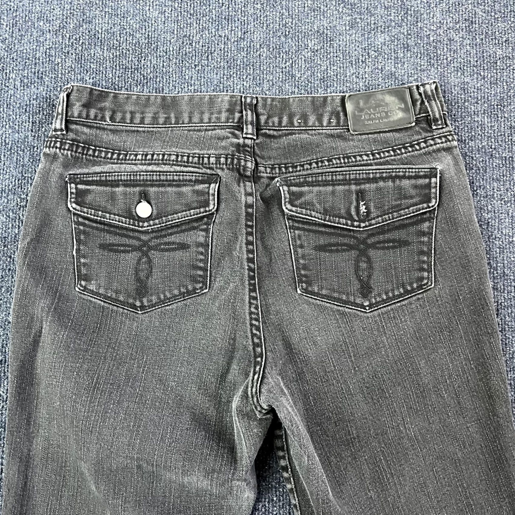 CO VINTAGE? LRL Lauren Jeans Co Jeans Womens 10P Black Bootcut Petite Charcoal Wash Denim Cotton Spandex Zip Embroidered Pockets Mens? Size 32" / US 10 / IT 46 - 5 Thumbnail