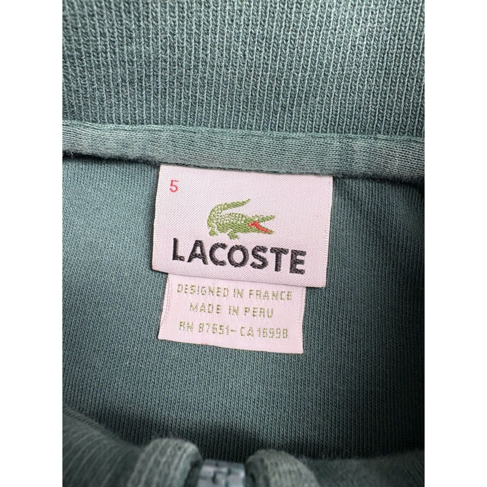 Lacoste Lacoste 1/4 Zip Sweater Mens Large Green Mock Neck Cotton Croc Pullover Size US L / EU 52-54 / 3 - 3 Thumbnail