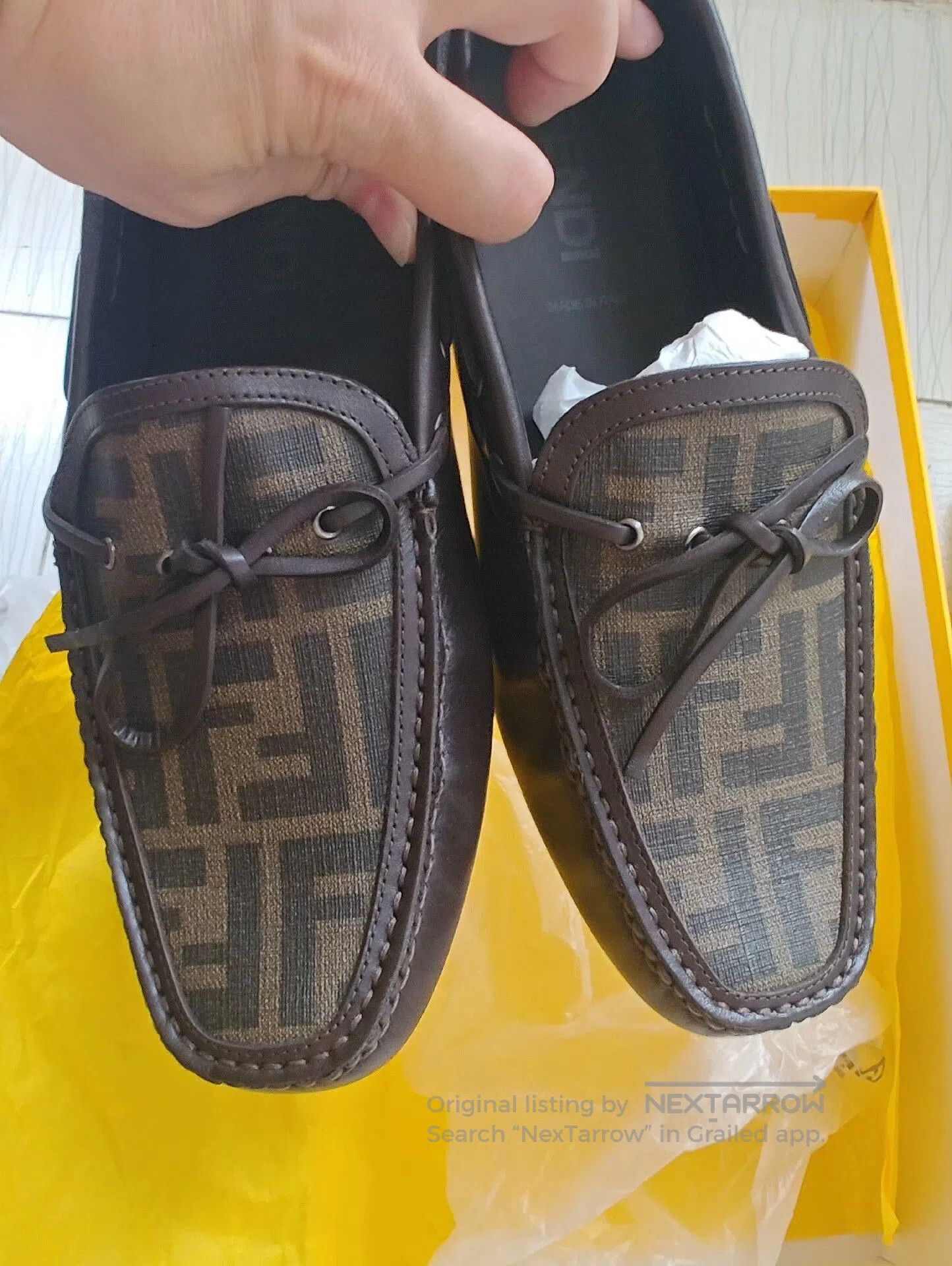 Fendi FENDI FF Logo Brown Leather Loafers. Size US 6.5 / EU 39-40 - 4 Thumbnail
