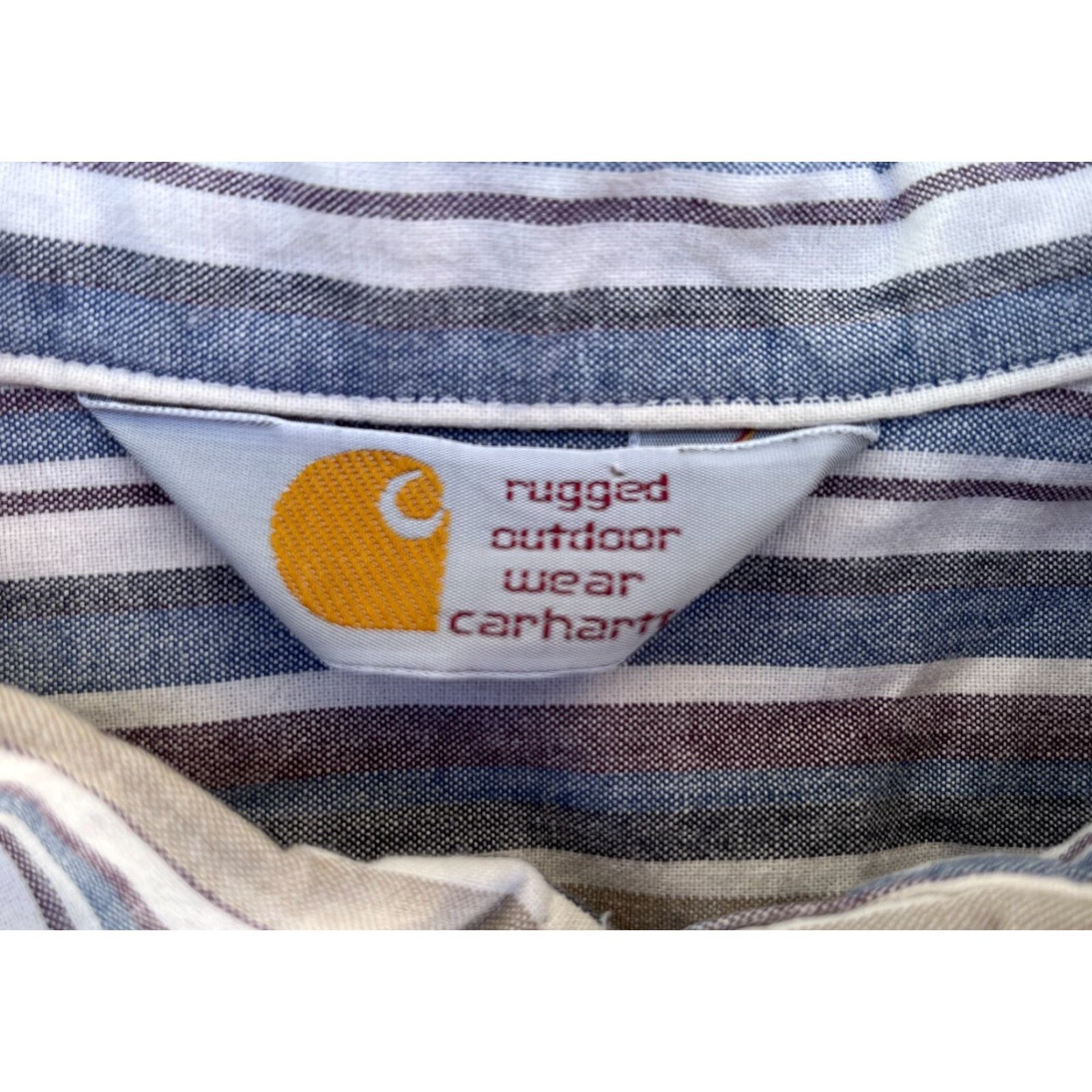 Carhartt VINTAGE Carhartt Short Sleeve Button-Down Shirt Striped XL Mens Blue Logo Pocket Casual Workwear Shirt Size US XL / EU 56 / 4 - 4 Thumbnail