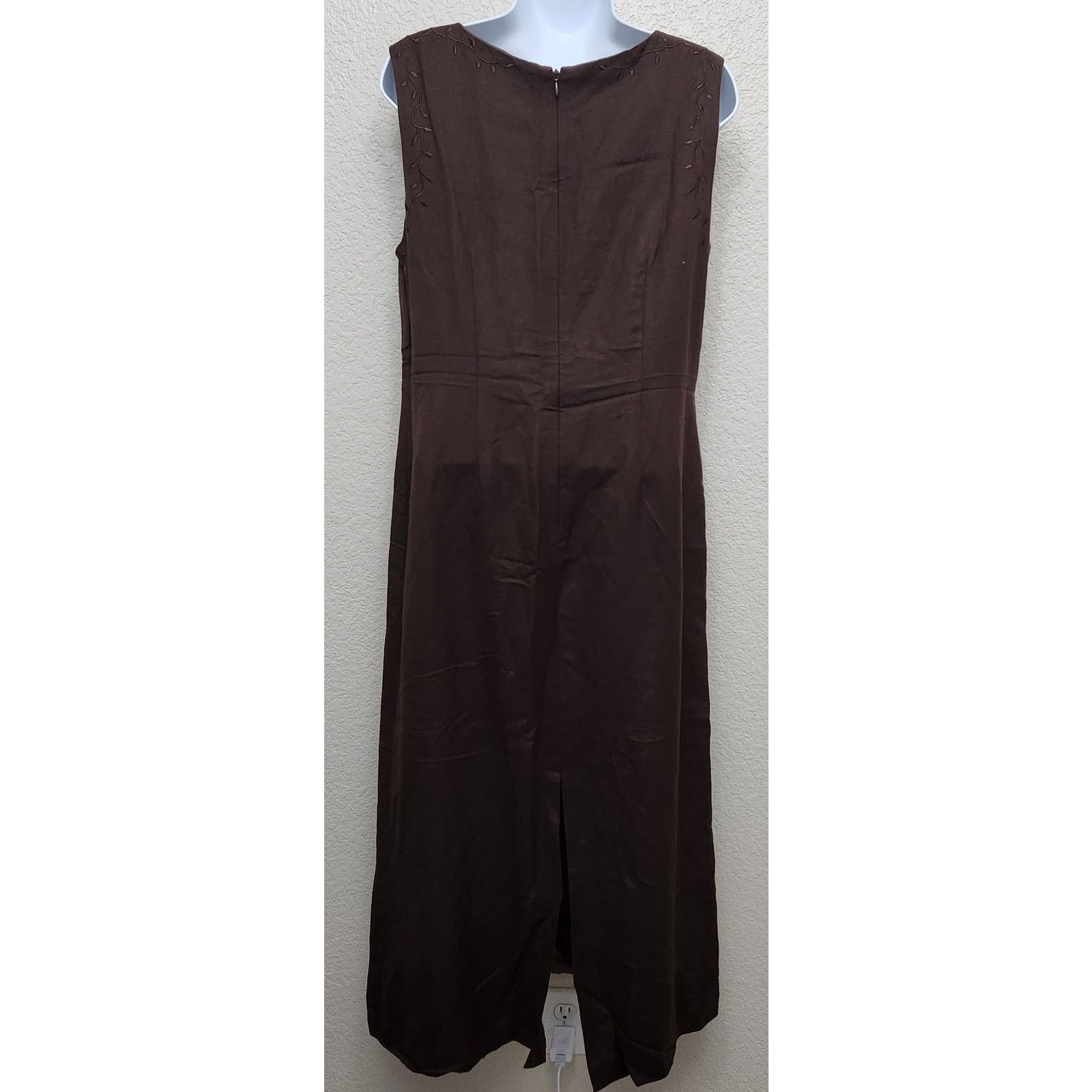 Other Papell Boutique Brown Sleeveless Embroidered Maxi Dress 10 Size L / US 10 / IT 46 - 3 Thumbnail