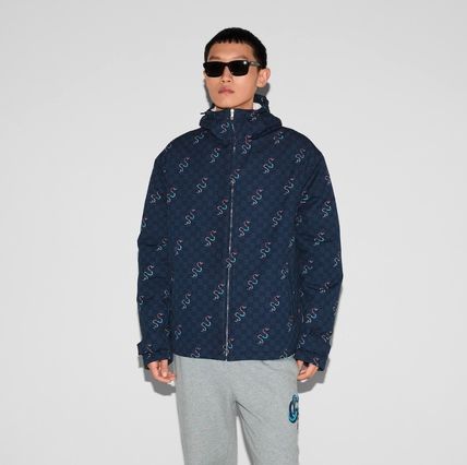 Gucci o1loc1c1125 816106 Printed Cotton Ripstop Zip Jacket in Blue Size US L / EU 52-54 / 3 - 2 Thumbnail
