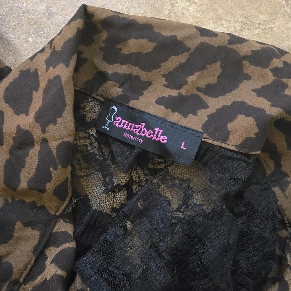 Designer Brown Leopard Annabelle Button Down Blouse Size L / US 10 / IT 46 - 3 Thumbnail