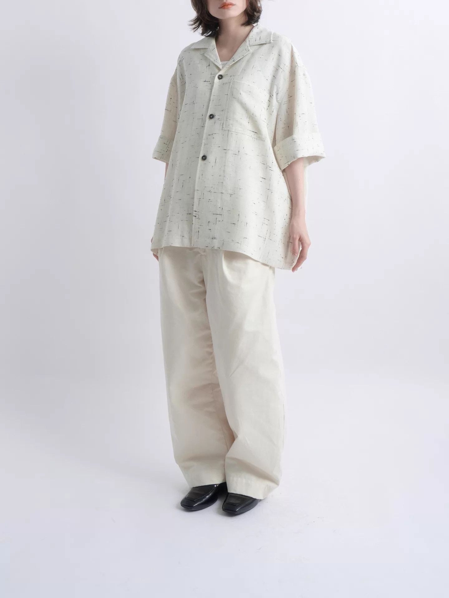 Bottega Veneta BV Vintage Cream White Crosshatch Boxy Short Sleeve Shirt Size US M / EU 48-50 / 2 - 2 Thumbnail