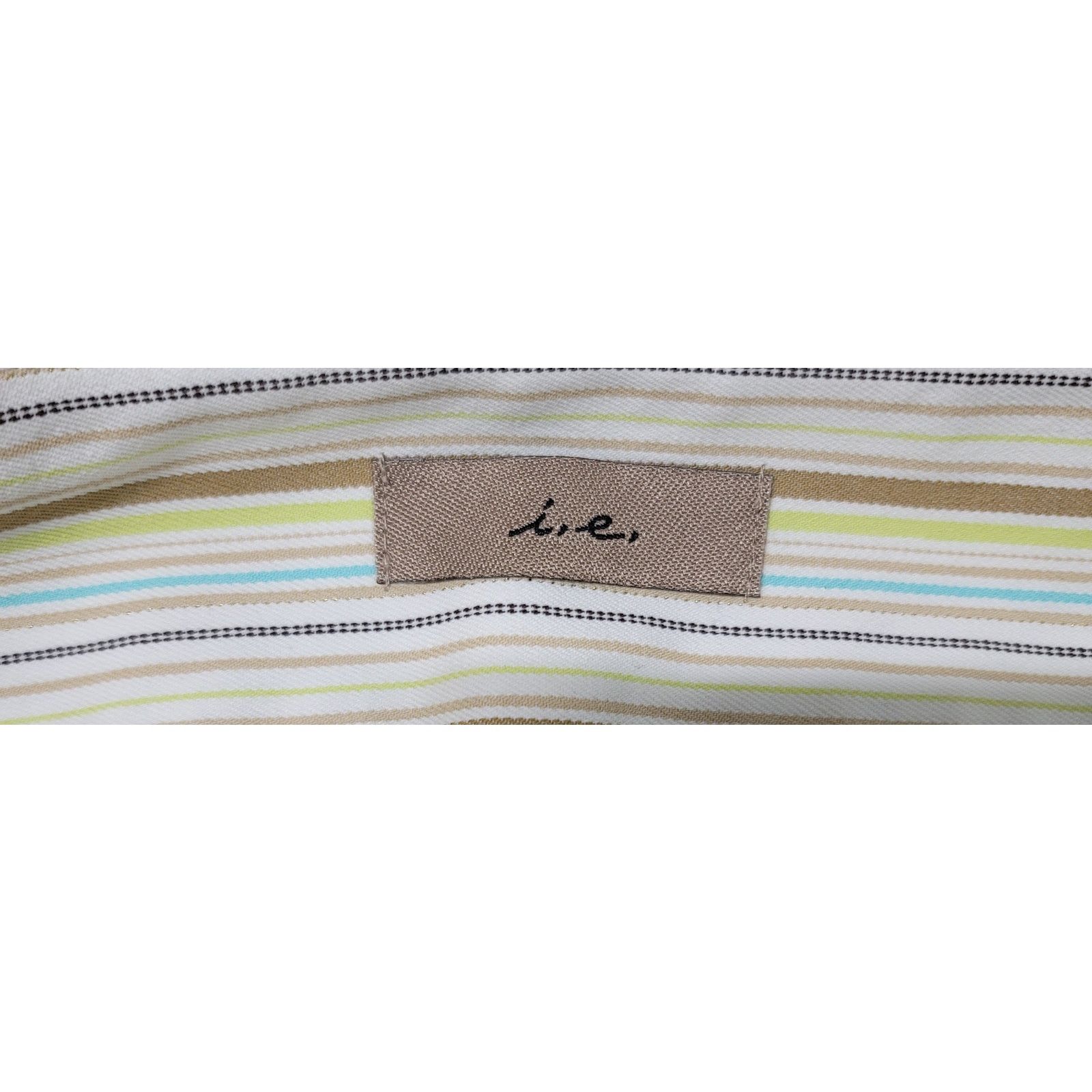 Other I.E. Tan Lime Green Striped Flat Front Cropped Pants 10 Soft Size 32" / US 10 / IT 46 - 3 Thumbnail