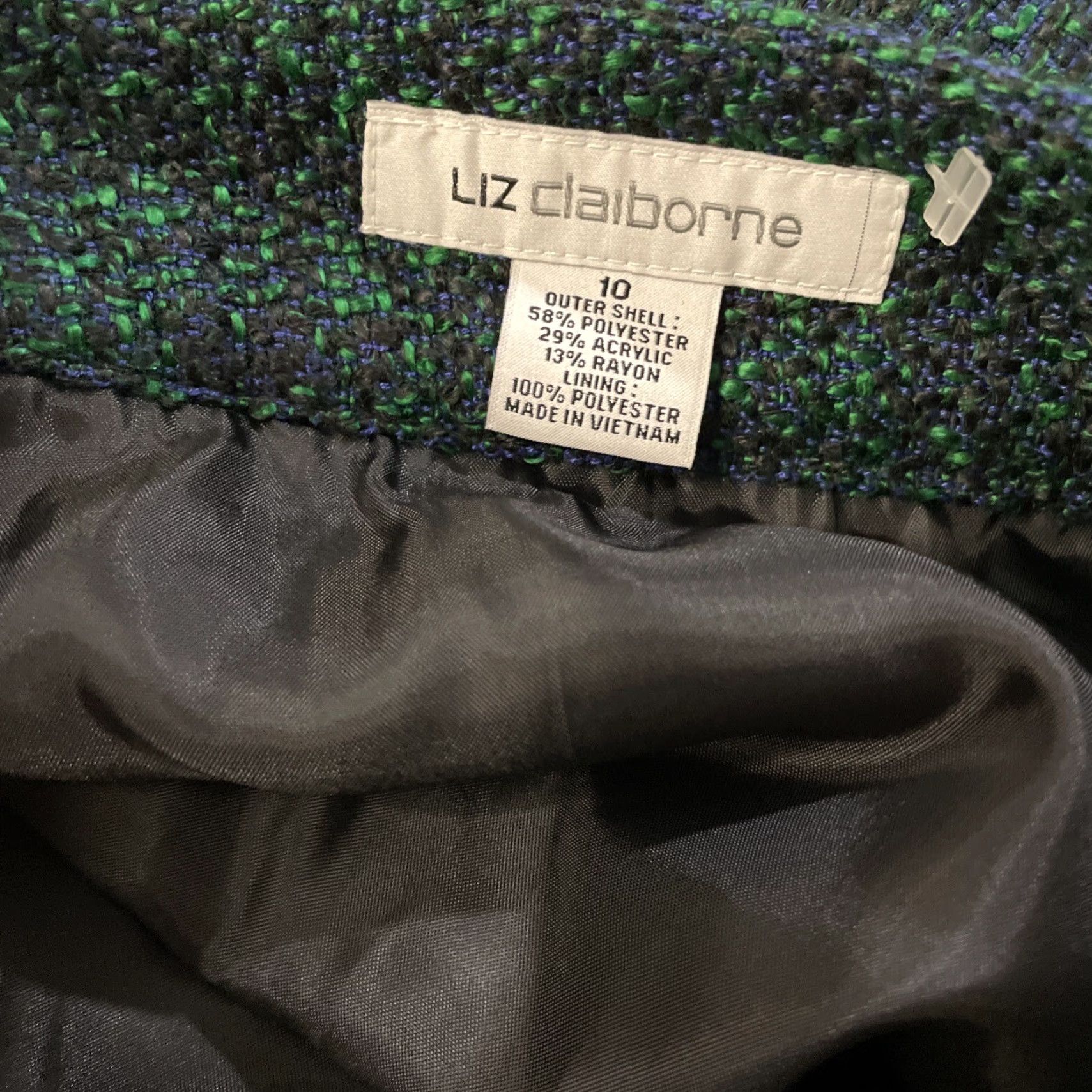 Liz Claiborne VINTAGE Liz Claiborne Skirt Women Knee-Length Pencil Lined Green 10 Side Zipper Front Slit Size 32" / US 10 / IT 46 - 5 Thumbnail