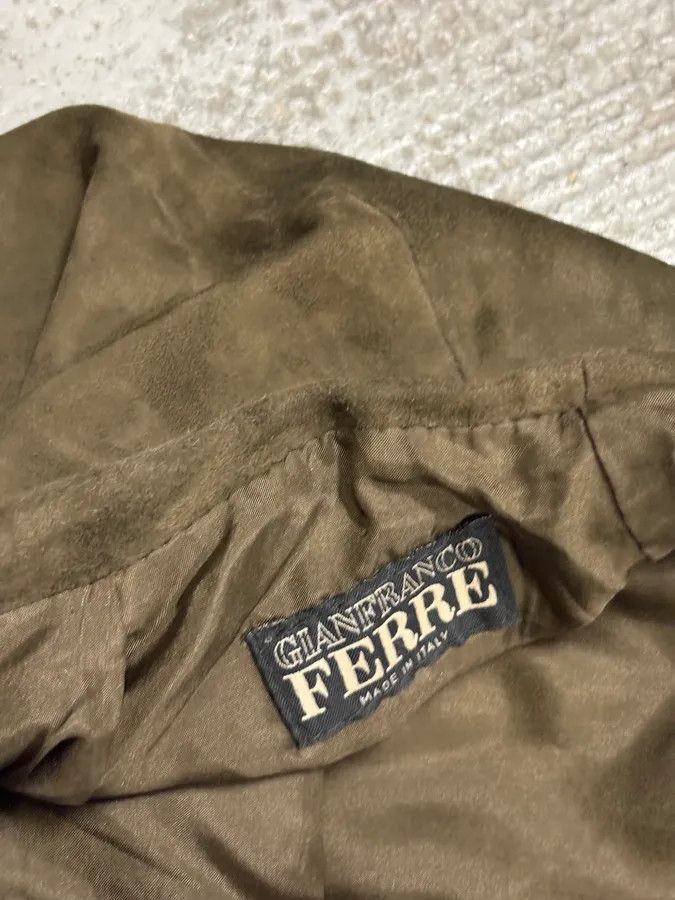 Gianfranco Ferre 2000s Gianfranco Ferré Khaki Suede Leather Pants Size US 30 / EU 46 - 9 Thumbnail
