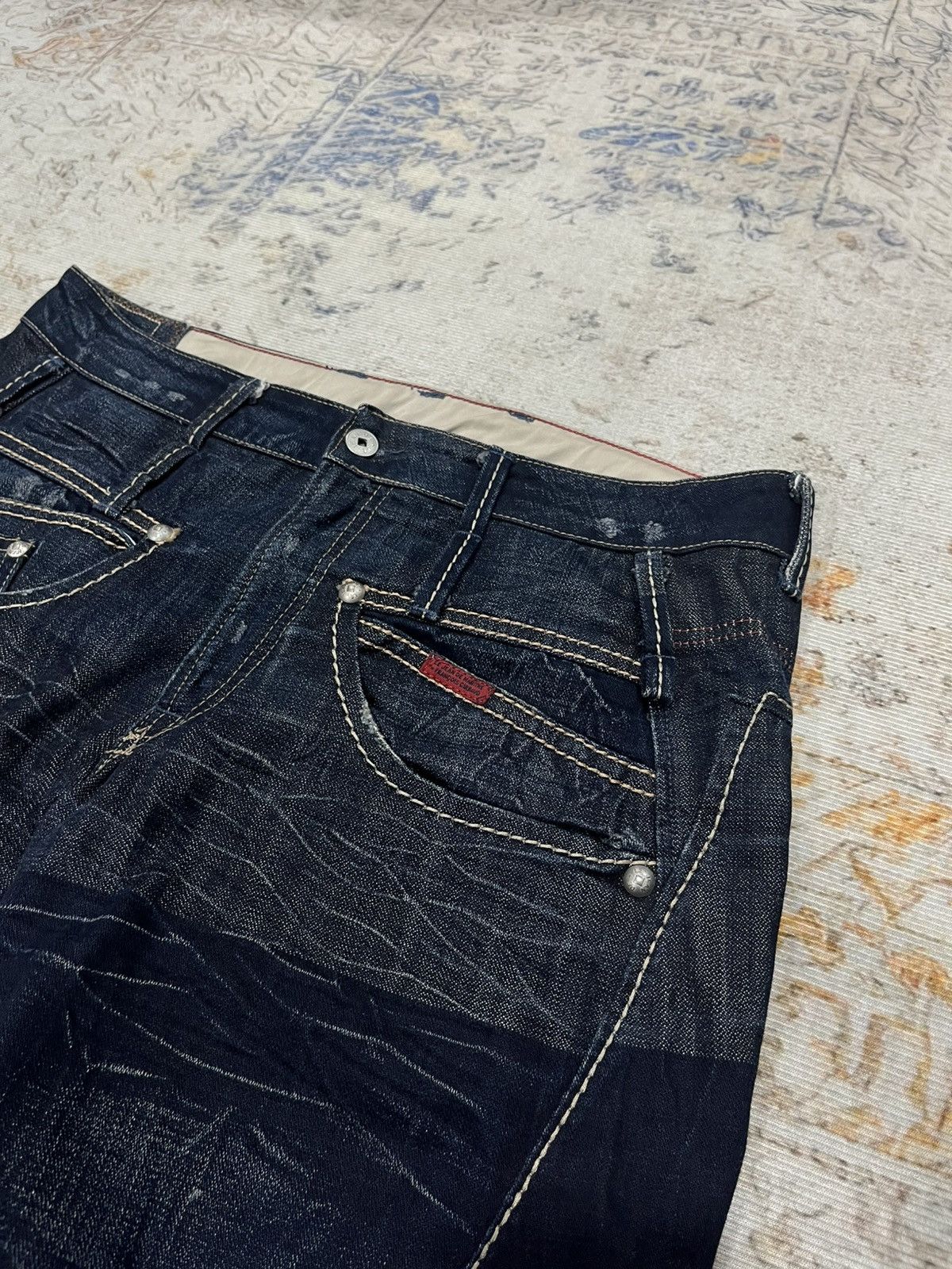 Marithe + Francois Girbaud 2000s Marithé + Le Jean De François Girbaud Navy Brut Denim Size US 32 / EU 48 - 3 Thumbnail