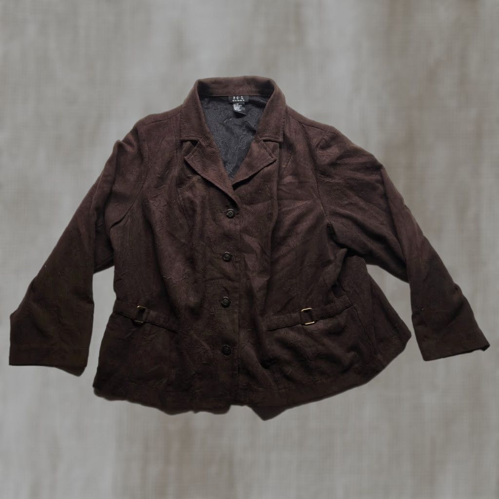 Vintage RQT Woman Jacket Adult 2X Brown Solid Layered Button Up Womens Size XXL / US 16-18 / IT 52-54 - 1 Thumbnail