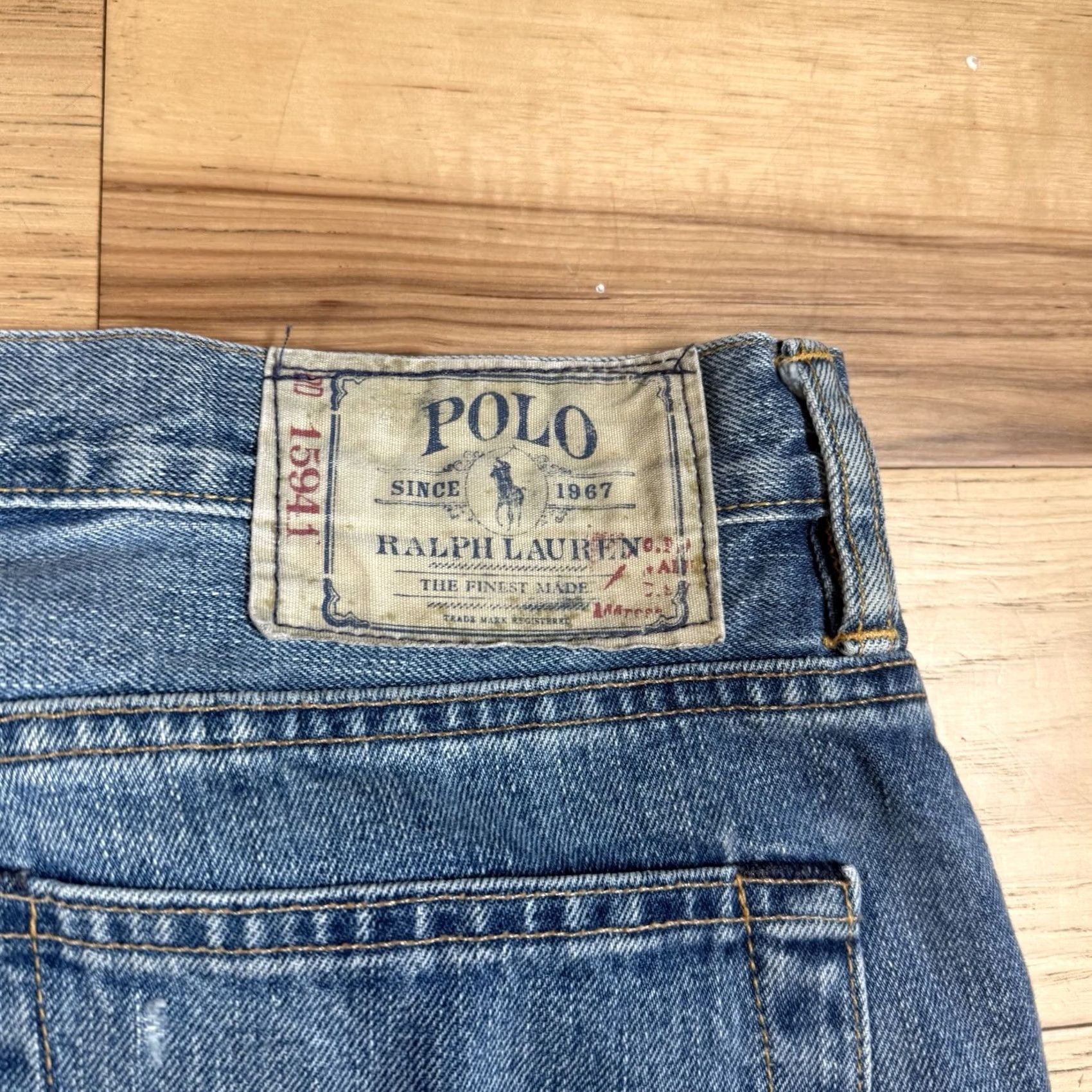 Polo Ralph Lauren VINTAGE Polo Ralph Lauren Jeans Denim Straight Classic Mens 36x33 Beige Light Blue 33 Inseam 35? Size US S / EU 44-46 / 1 - 6 Thumbnail