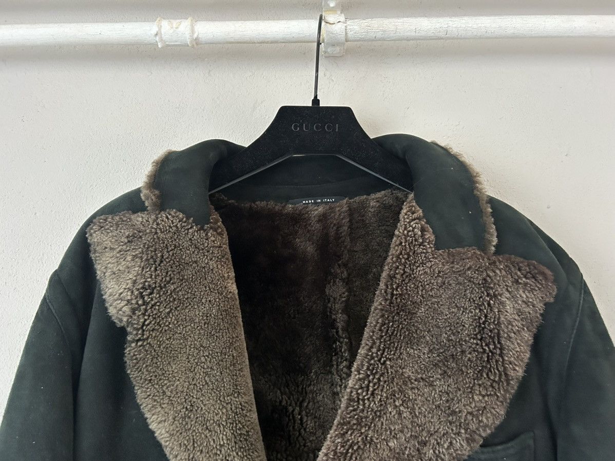 Gucci × Tom Ford Gucci Shearling-Lined Dark Green Suede Peacoat Size US M / EU 48-50 / 2 - 3 Thumbnail