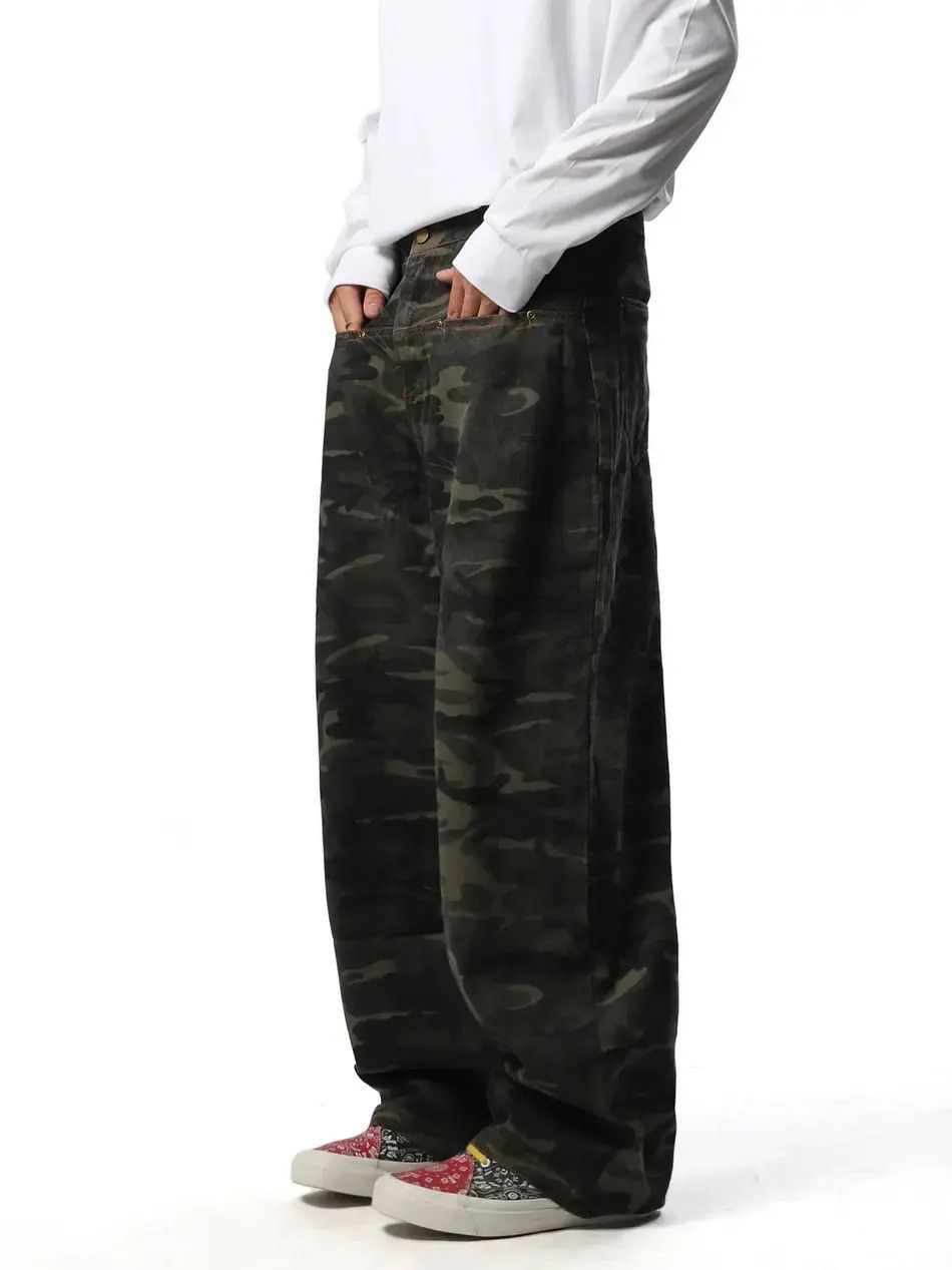 Japanese Brand Retro loose camouflage straight leg wide leg jeans Size US 30 / EU 46 - 3 Thumbnail