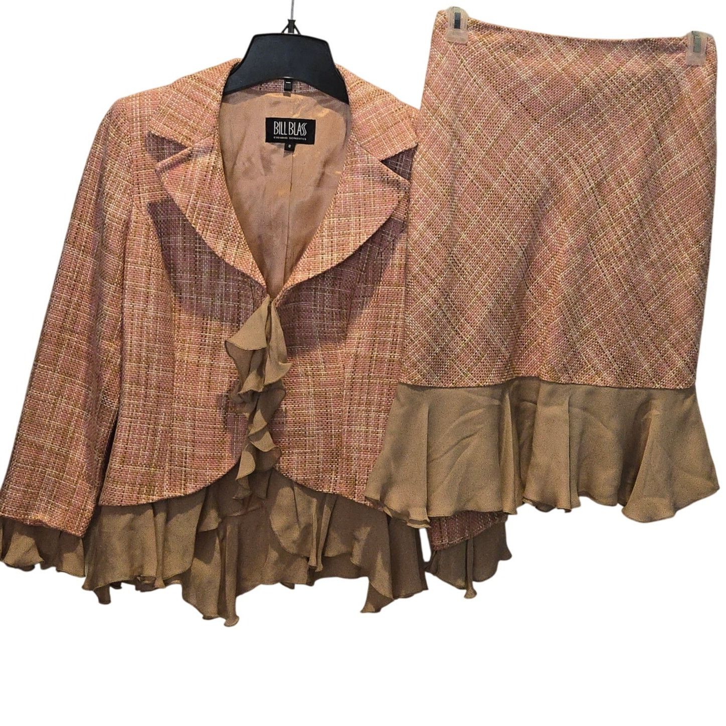 Bill Blass VTG Bill Blass Evening Separates sz 8 pink tweed silk ruffle Size M / US 6-8 / IT 42-44 - 1 Thumbnail