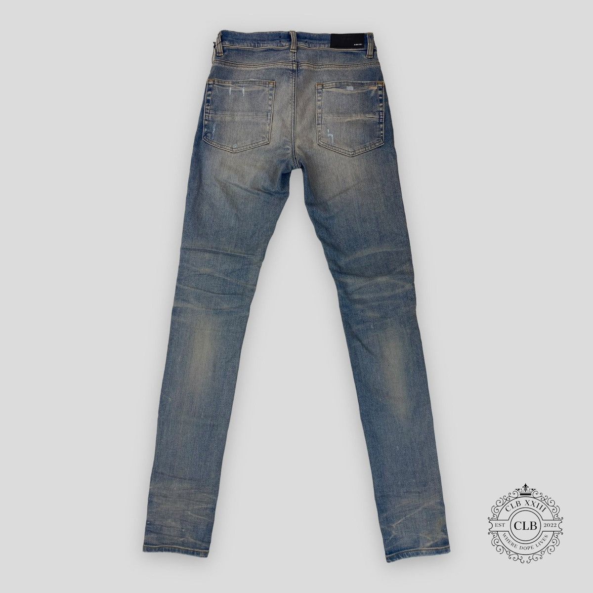 Amiri AMIRI MX1 BLACK LEATHER PATCH JEANS - CLAY INDIGO