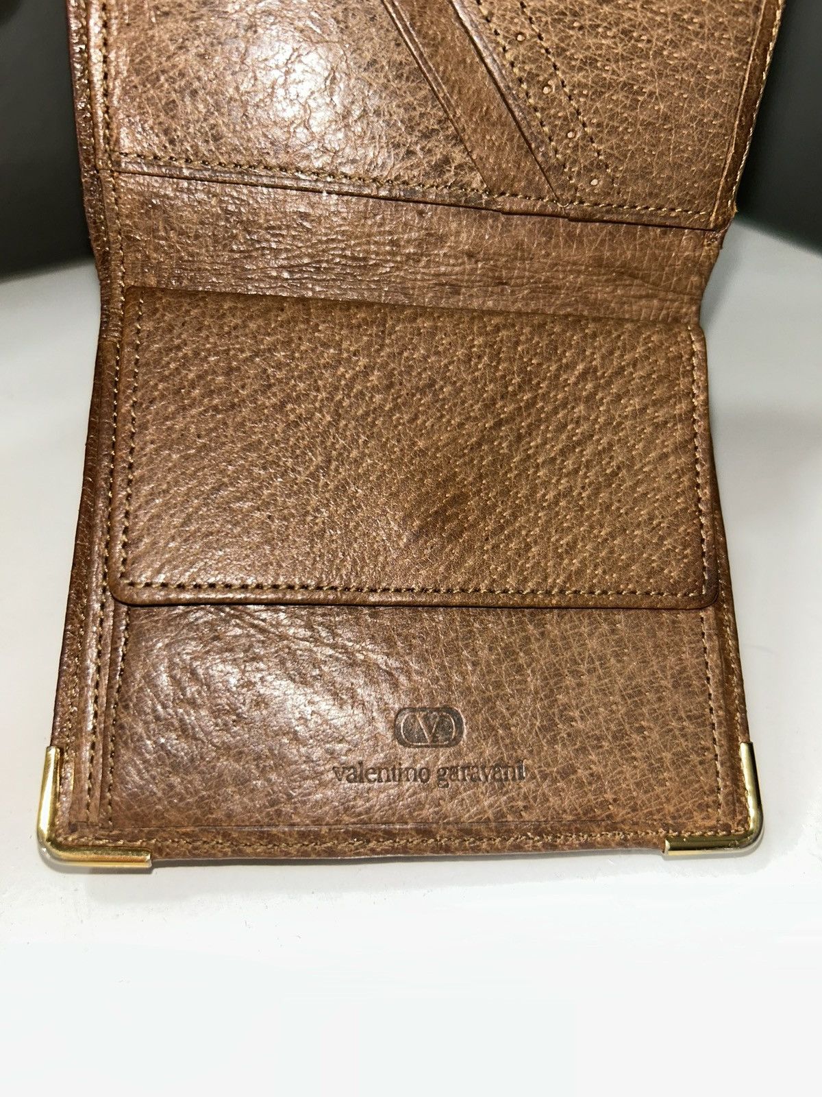 Valentino Valentino Garavani Brown Leather Compact Wallet Size ONE SIZE - 3 Thumbnail