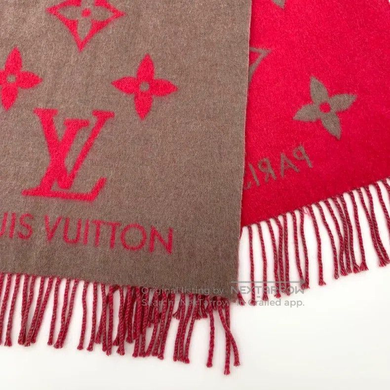 Louis Vuitton Louis Vuitton Pink logo presbyopic printed cashmere fringe Size ONE SIZE - 7 Thumbnail