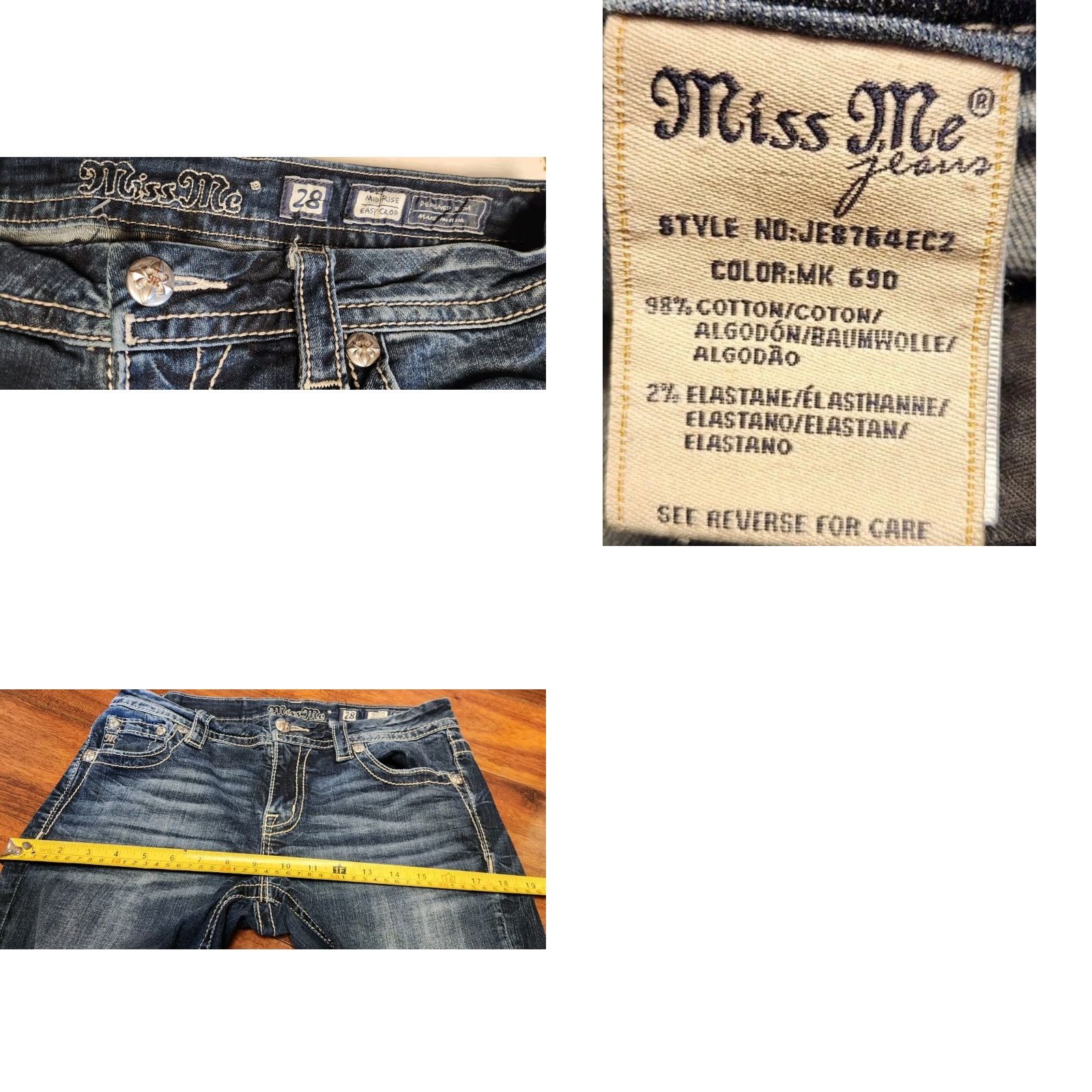 Miss Me MISS ME Easy Crop Jeans Women's 28 Denim Cross Pockets Mid-Rise Jeans Professionals? Size 28" / US 6 / IT 42 - 8 Thumbnail