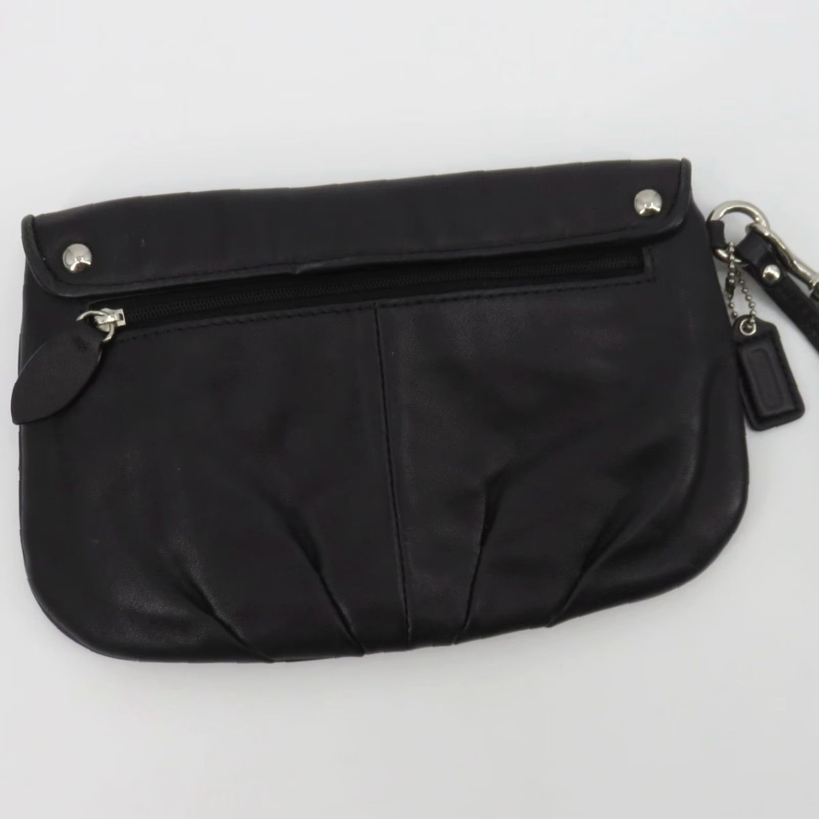 Coach VINTAGE Coach Black Pleated Leather Wristlet Clutch Purse Handbag Silver Hardware Y2K Women Size ONE SIZE - 7 Thumbnail