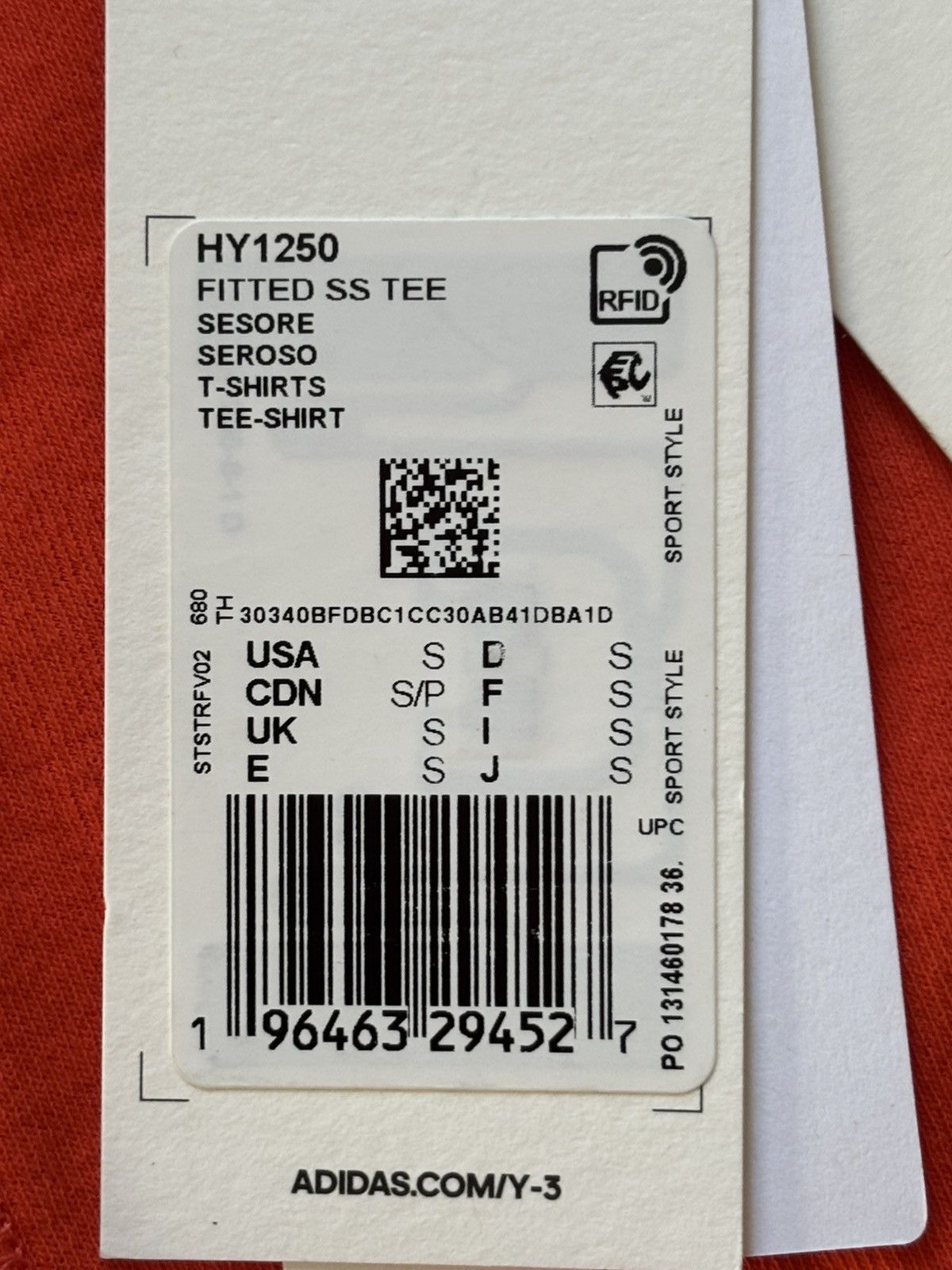 Y-3 Y-3 fitted orange women's t-shirt, S/P, new, 100% cotton Size S / US 4 / IT 40 - 4 Thumbnail
