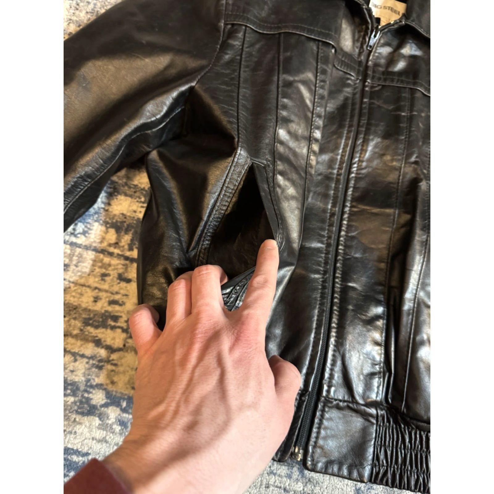 Vintage VINTAGE Big Steel Man Bomber Jacket Leather Satin Lined 80s Punk Biker 40 Canada Mens Size 40 Black Modern Regular Shirt? Size US XXS / EU 40 - 3 Thumbnail