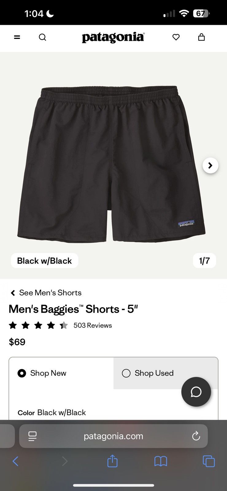 Patagonia Men’s Patagonia 5inch Baggies Shorts Black Size US 31 - 5 Thumbnail