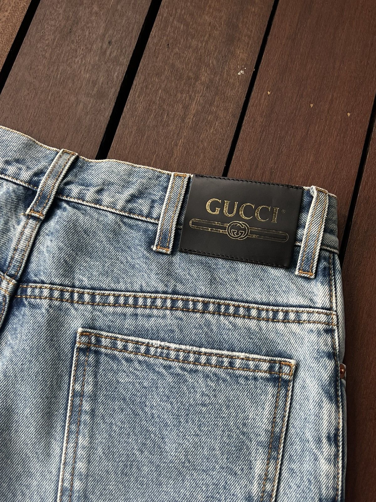 Gucci SS20 Gucci Eco-Bleached Distressed Straight-Leg Jeans Size US 32 / EU 48 - 10 Thumbnail