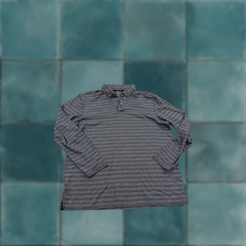 Vintage Broletto Polo Shirt Men Large Gray Striped Cotton Casual Long Sleeve Button Necktop Size US L / EU 52-54 / 3 - 1 Thumbnail