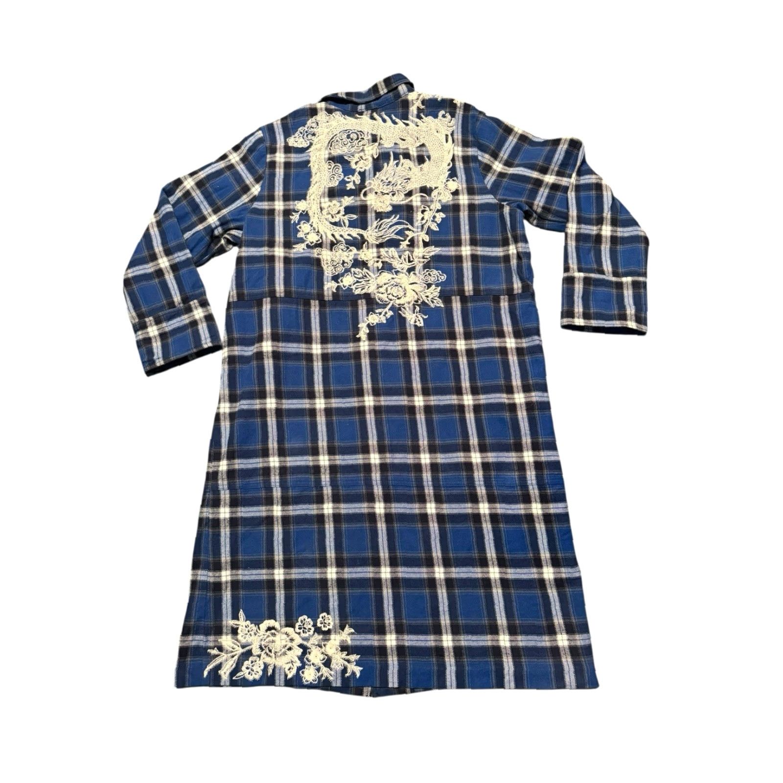 Johnny Was VINTAGE Johnny Was Workshop ALICENT Duster Coat Plaid Floral Embroidered Blue XL Size XL / US 12-14 / IT 48-50 - 6 Thumbnail