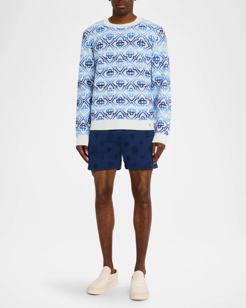 Casablanca o1h1sh10526 Space Dye Monogram Sweater in Blue/White Size US L / EU 52-54 / 3 - 2 Thumbnail
