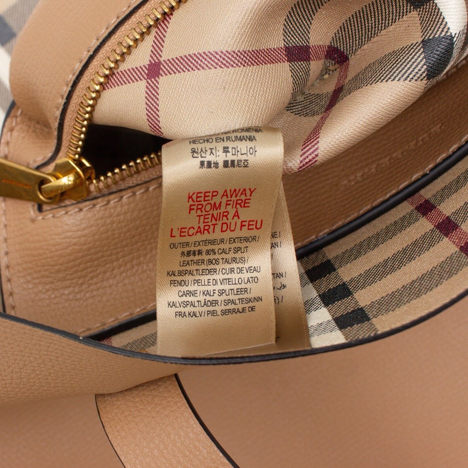 Burberry 1.8k$ Burberry Camel XL Leather Haymarket Check Tote Bag Size ONE SIZE - 15 Thumbnail