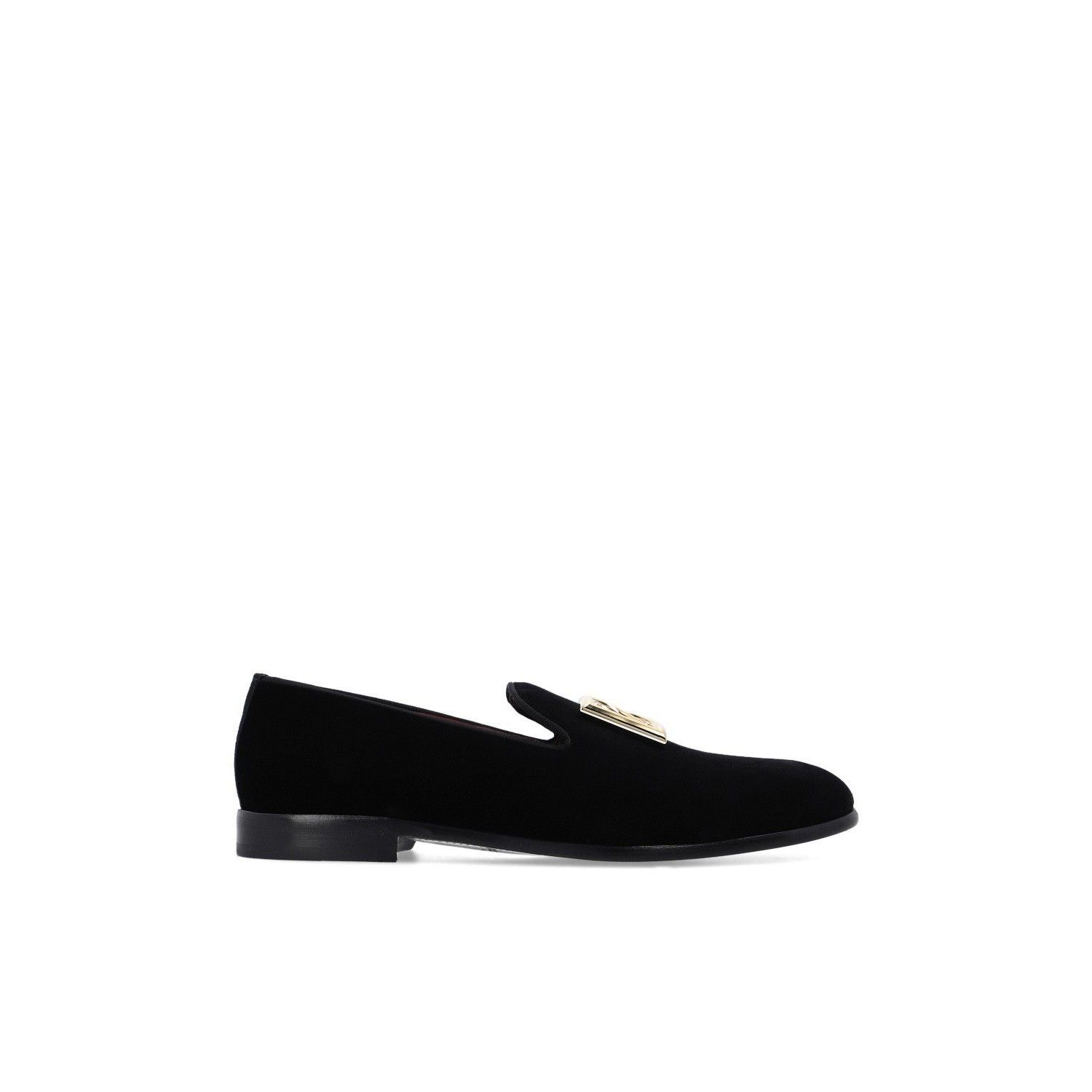DOLCE&GABBANA Leonardo DG Black Velvet Loafers New & Authent