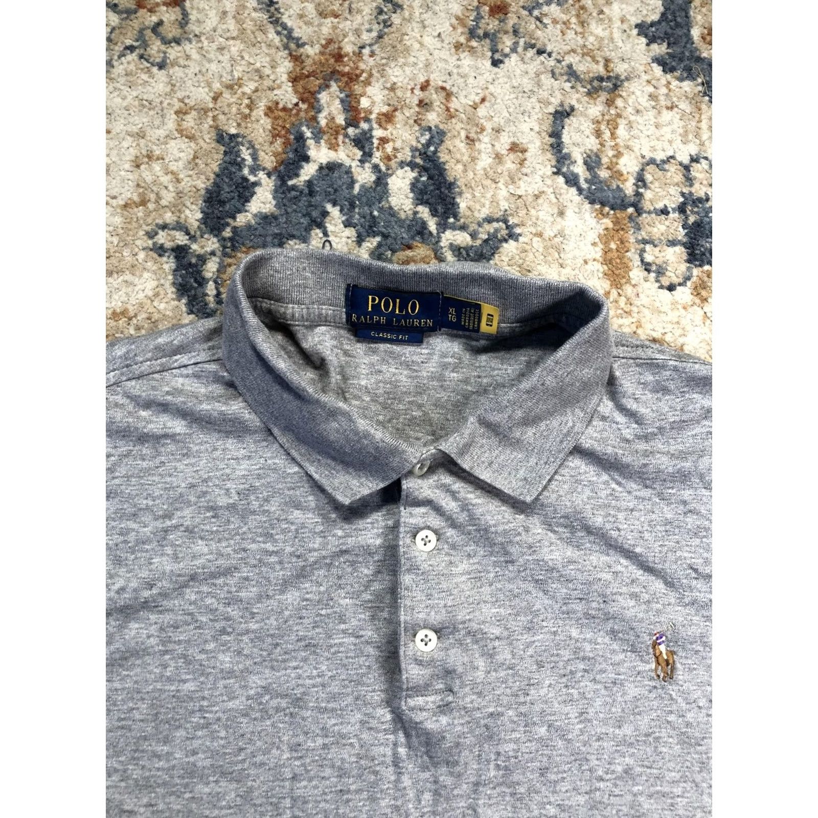 Polo Ralph Lauren Polo Ralph Lauren Polo Shirt Mens XL Gray Classic Fit Pony Logo Short Sleeve Size US XL / EU 56 / 4 - 2 Thumbnail