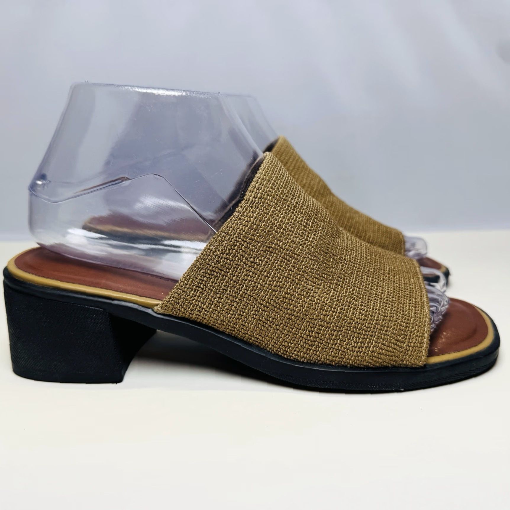 Naturalizer Naturalizer Slip On Block Heel Sandals Womens Size 7.5 Taupe Fabric Upper Size US 8 / IT 38 - 7 Thumbnail