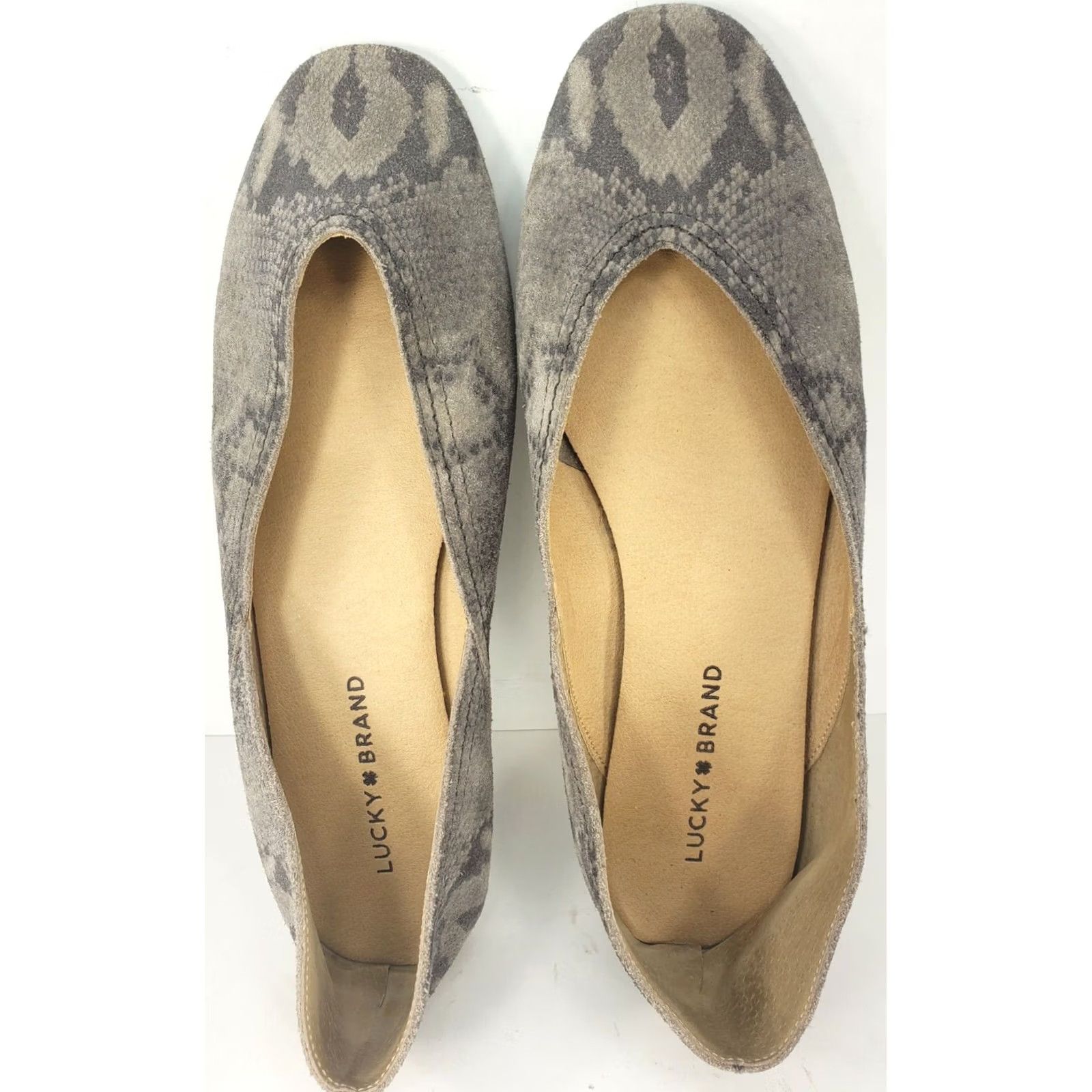 Lucky Brand Lucky Brand Alba Flat Women's Size 10 Gray Suede Snakeskin Pattern Size US 10 / IT 40 - 7 Thumbnail