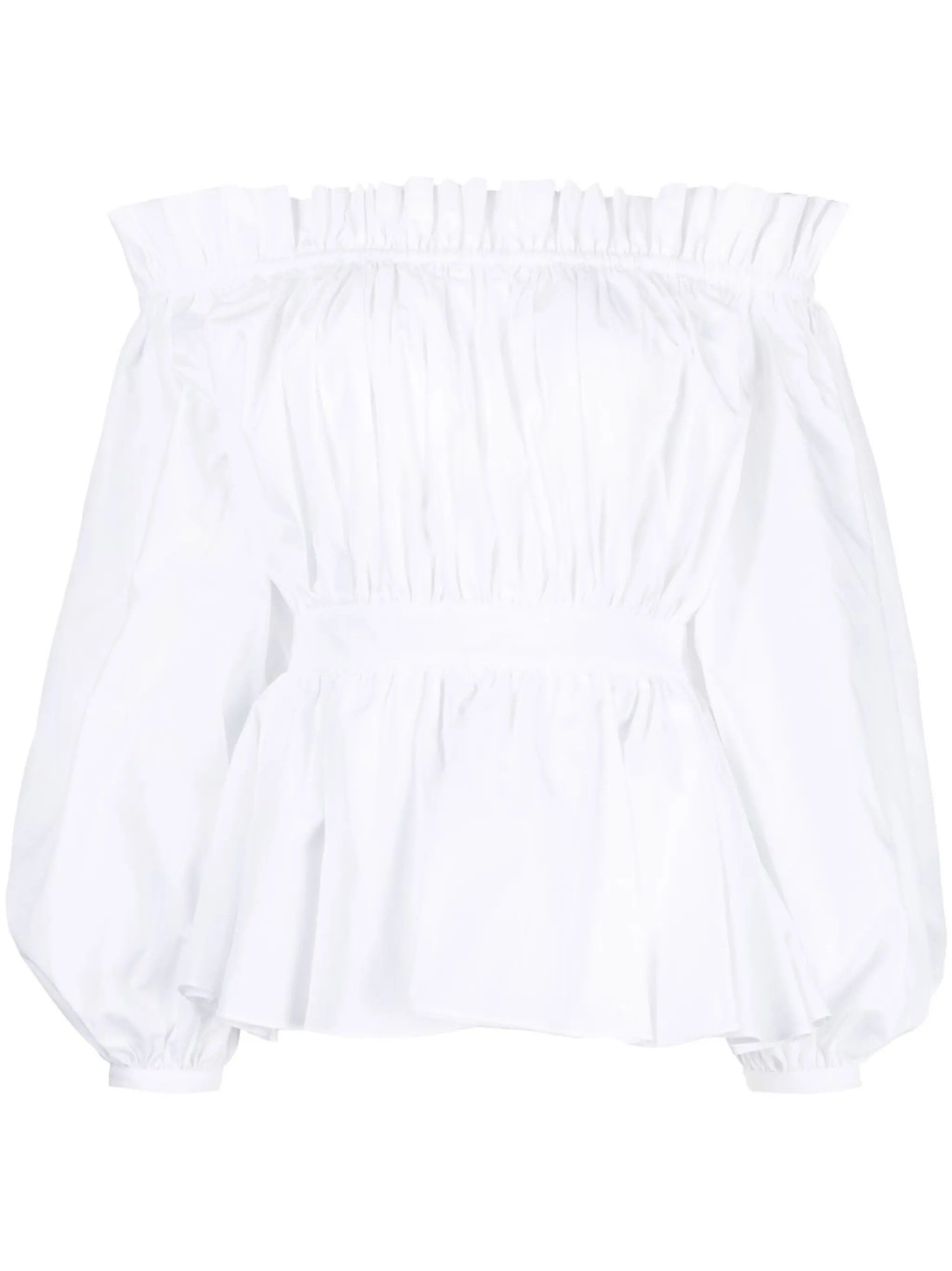 Alexander McQueen o1y0325 Off Shoulder Top in White Size XS / US 0-2 / IT 36-38 - 1 Thumbnail