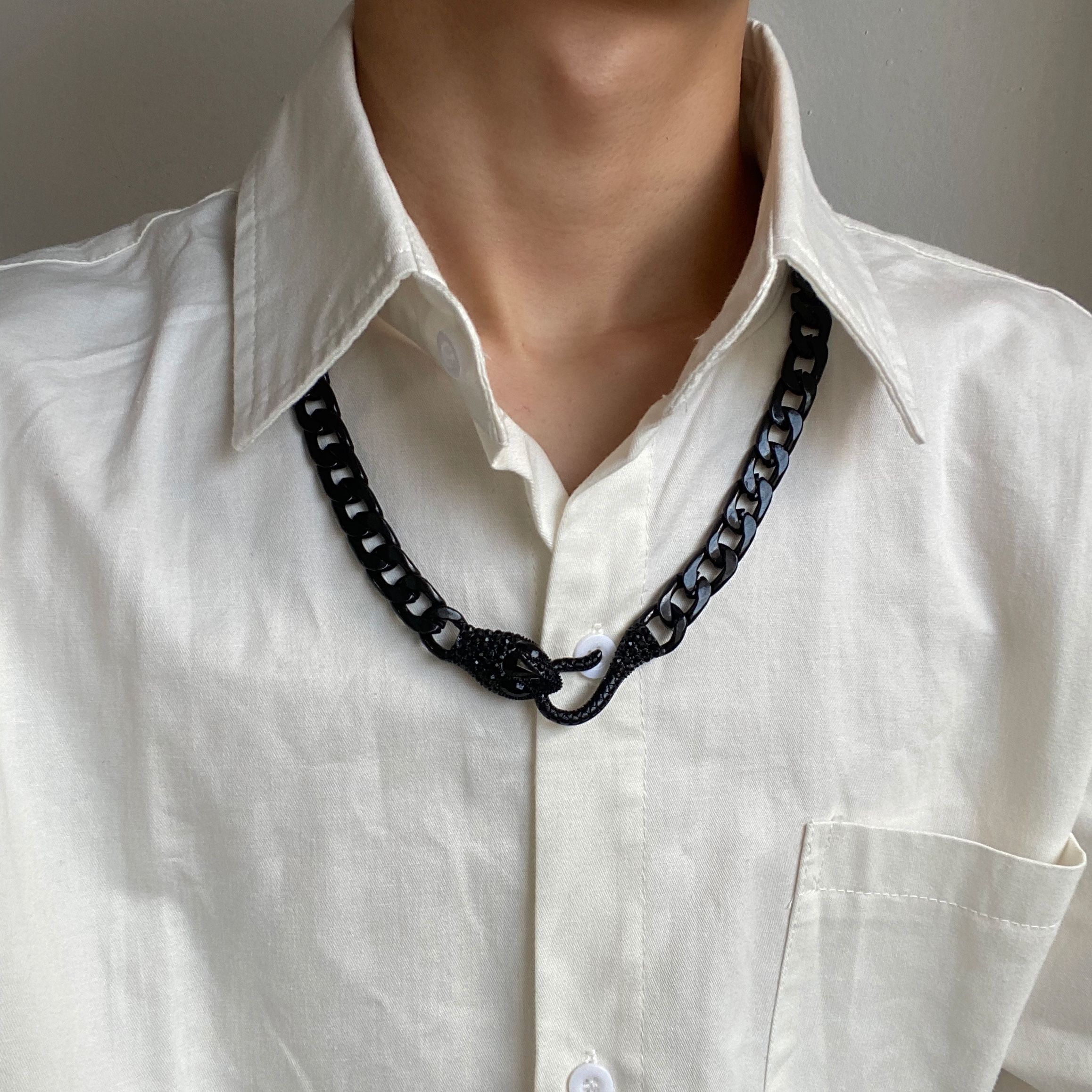 Jewelry × Vintage Hip hop punk black serpentine necklace for men Size ONE SIZE - 2 Thumbnail