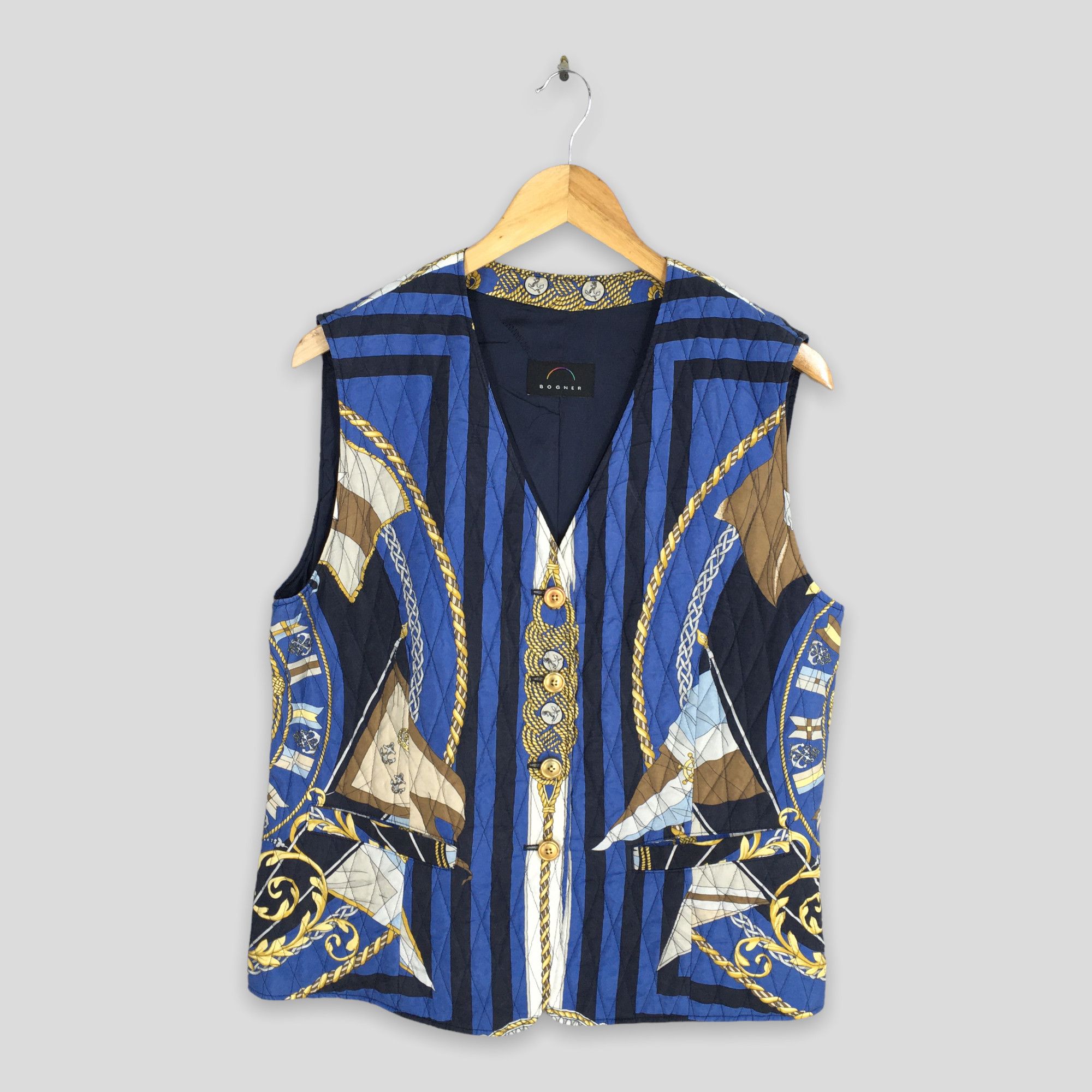 Bogner Vintage 90s Bogner Baroque Novelty Blue Vest Jacket Medium Size US M / EU 48-50 / 2 - 1 Thumbnail