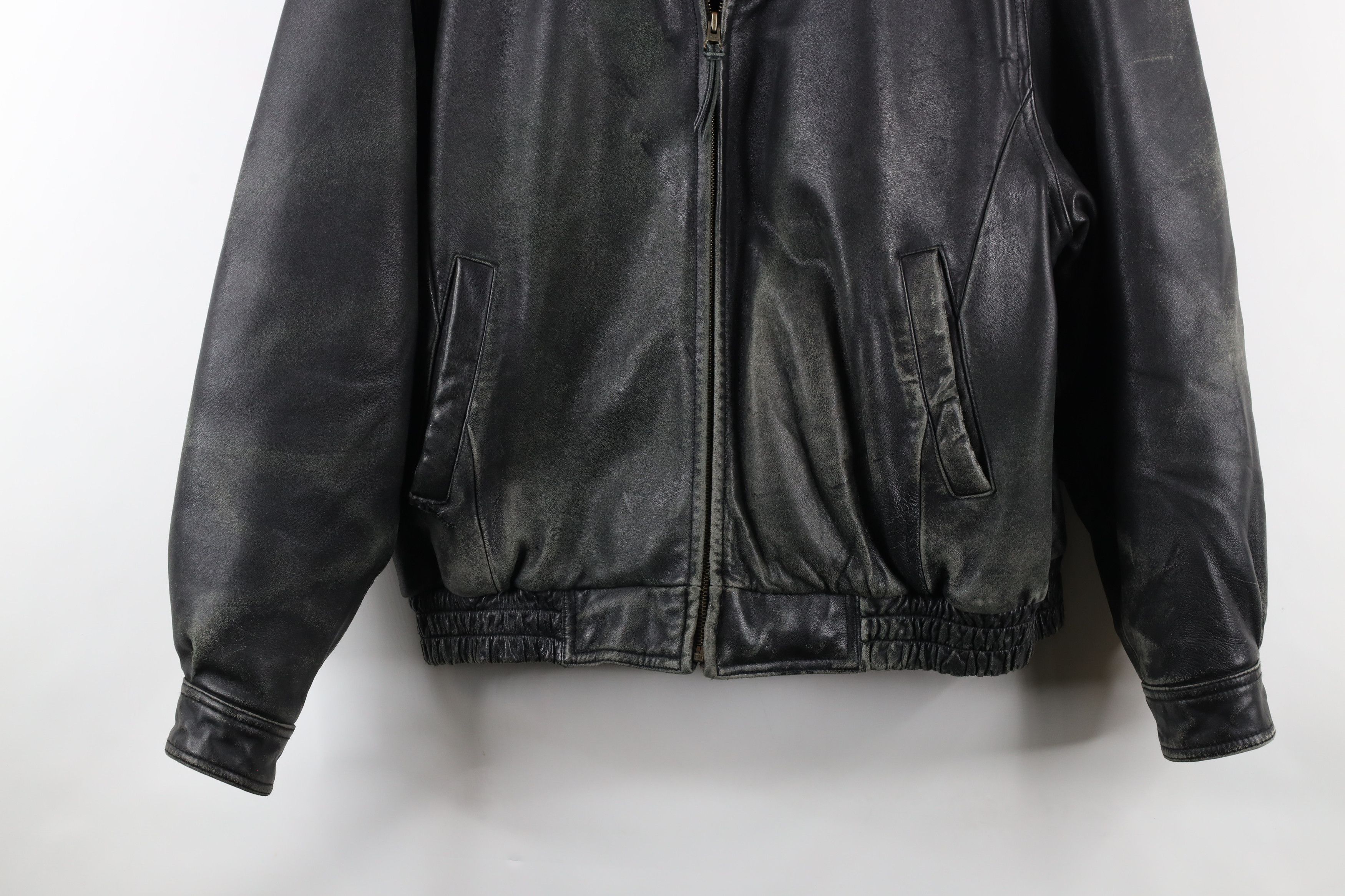Vintage Vintage 90s Streetwear Leather Flight Bomber Jacket Black Size ONE SIZE - 3 Thumbnail