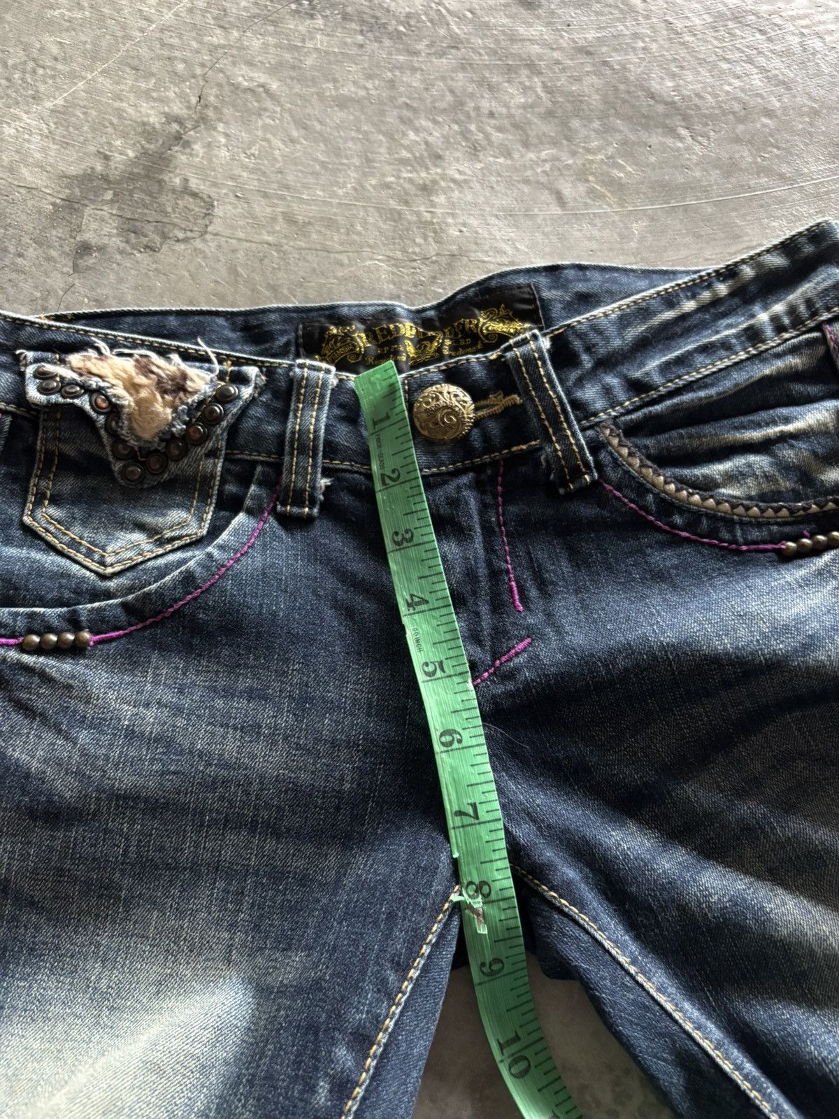 If Six Was Nine RED PEPPER FLARE JAPANESE DENIM LEOPARD FUR BACKPOCKET Size 27" / US 4 / IT 40 - 22 Thumbnail