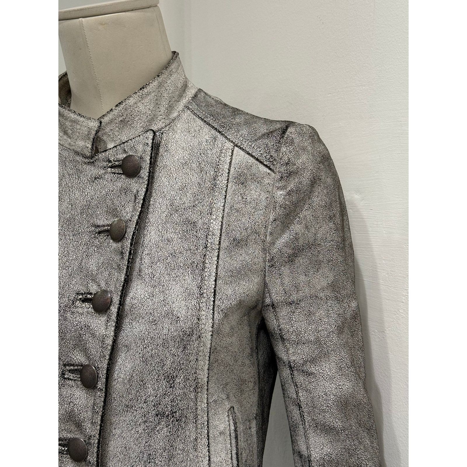 Ann Demeulemeester S/S2002 Ann Demeulemeester runway cracked Napoleon jacket Size XS / US 0-2 / IT 36-38 - 6 Thumbnail