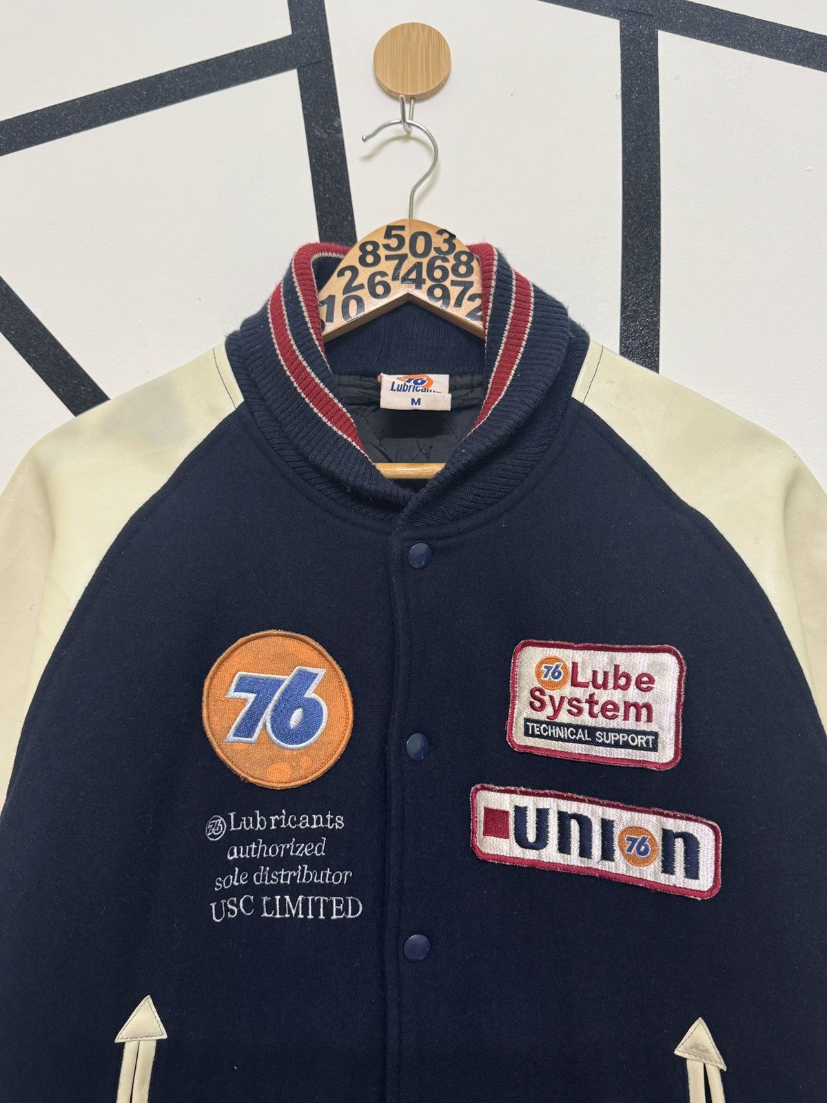 Japanese Brand Vintage 76 Lubricant Sistem Varsity Patches Leather Jackets Size US M / EU 48-50 / 2 - 5 Thumbnail
