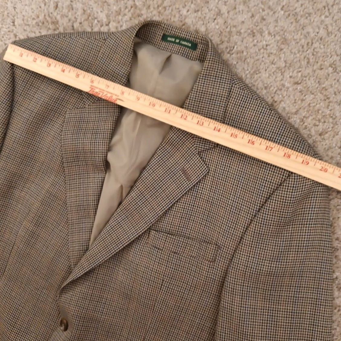Ralph Lauren Lauren Ralph Lauren Blazer Mens 44 Gray Houndstooth Wool Two Button Notch Lapel Vintage No Jacket 2 Piece Size 44R - 2 Thumbnail