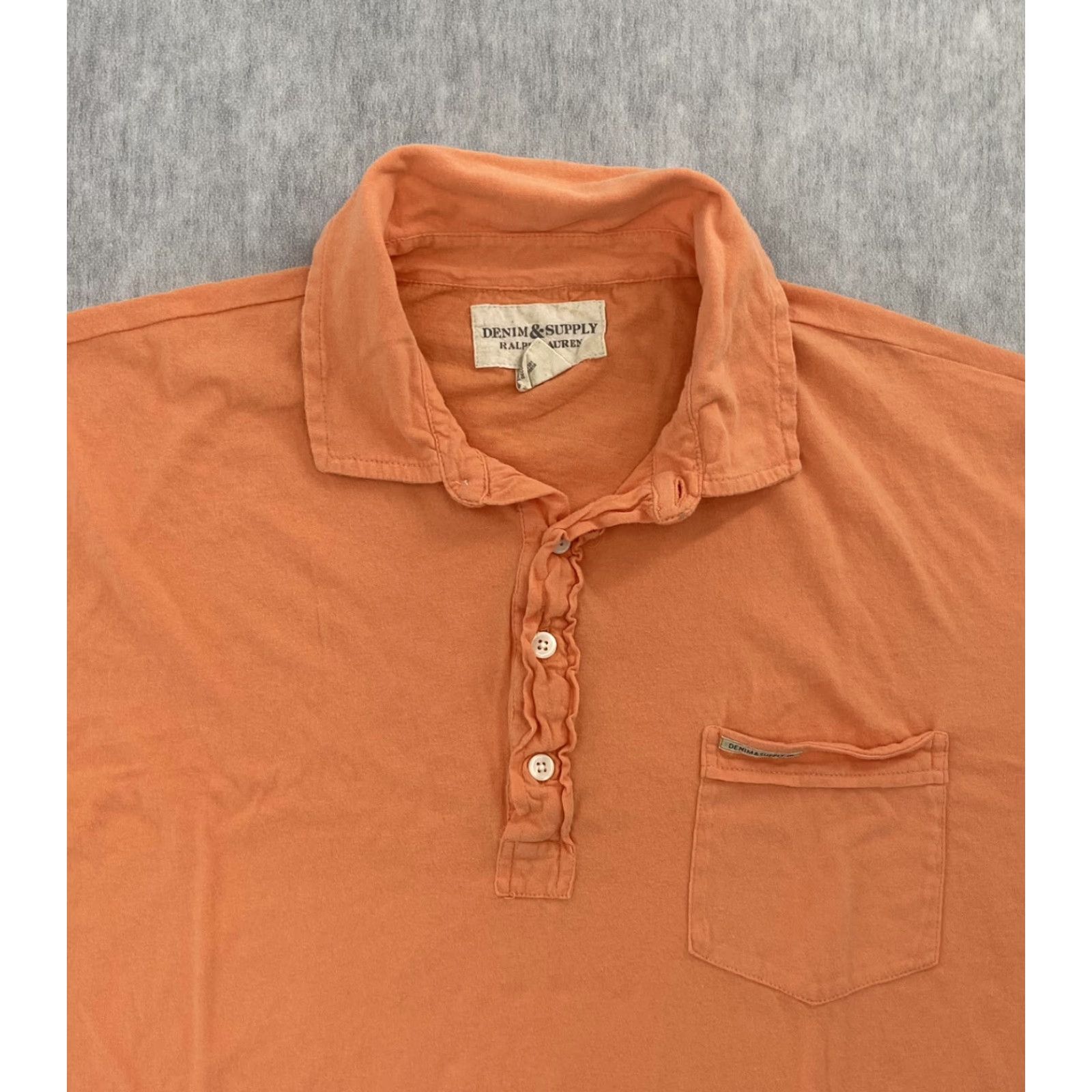 Vintage VINTAGE Denim & Supply Ralph Lauren Polo Shirt XL Orange Solid Short Sleeve Casual Mens Size US XL / EU 56 / 4 - 3 Thumbnail