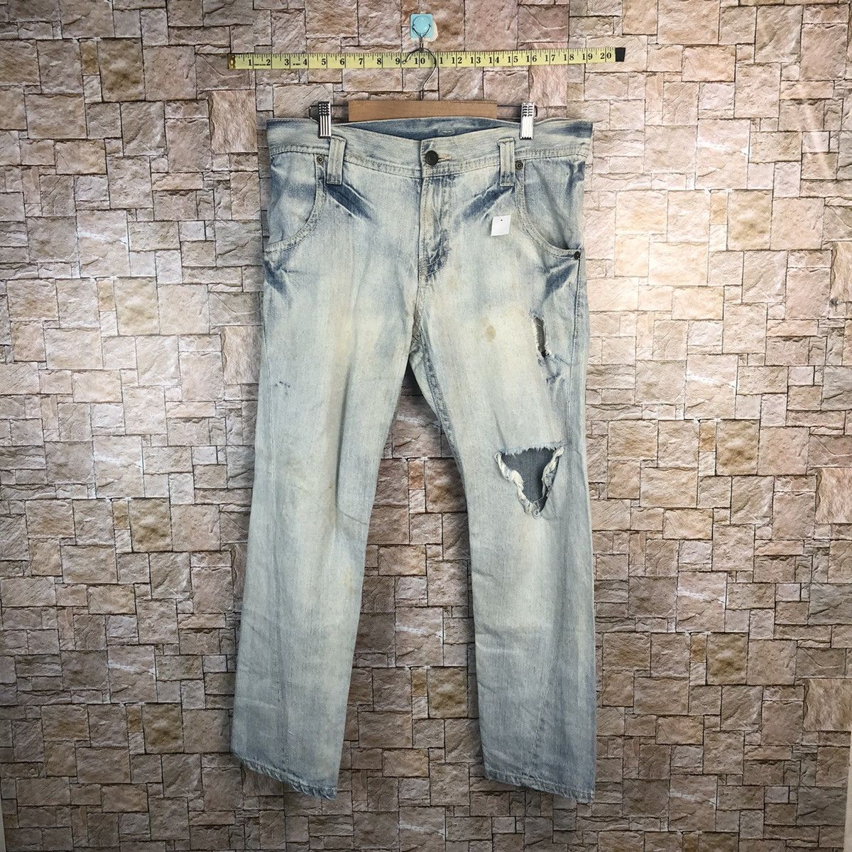 Beams Plus BeamsBoy Blue Distressed Denim Pants #A51 Size US 34 / EU 50 - 1 Thumbnail