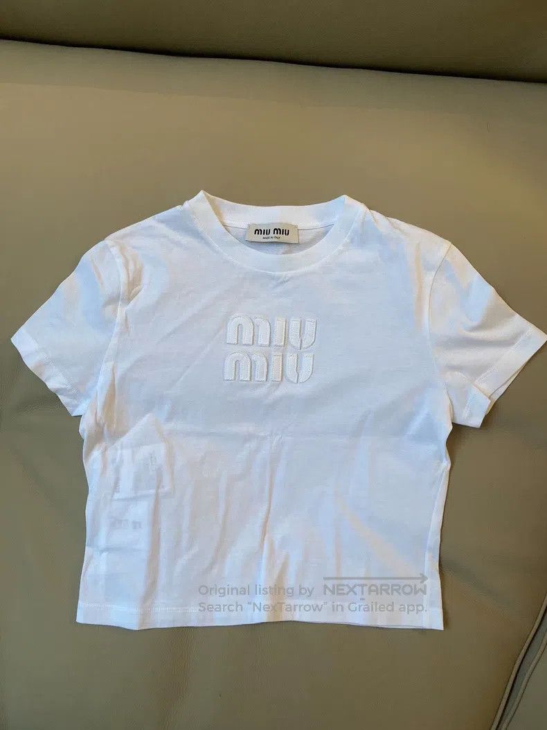 Miu Miu Miu Miu Size XS Solid color round neck short sleeve Size XS / US 0-2 / IT 36-38 - 1 Thumbnail