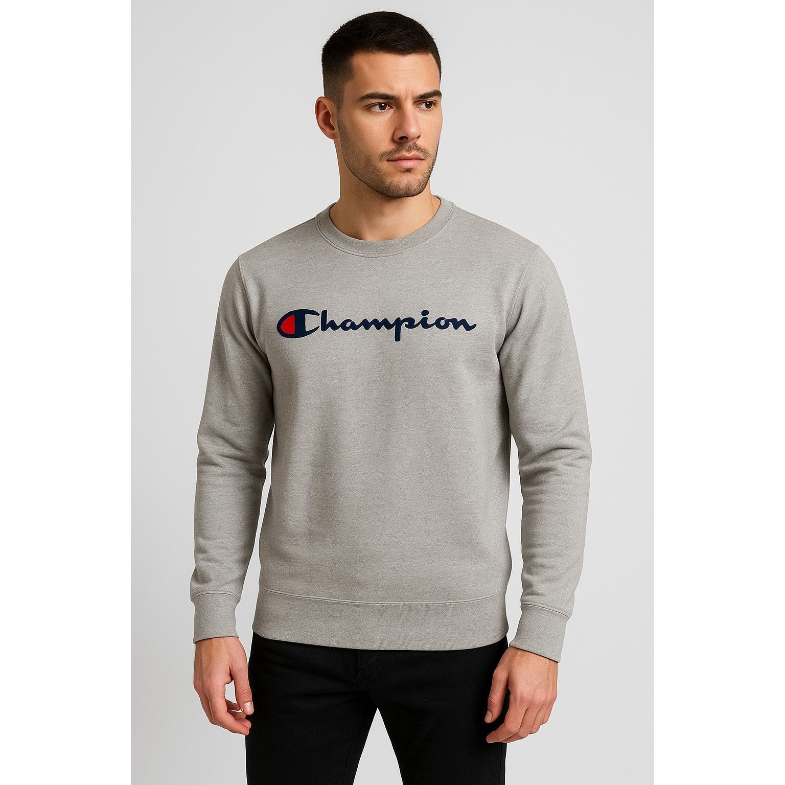 Champion Y2K Streetwear Minimalist Grey Crew Sweatshirt Champion M Size US M / EU 48-50 / 2 - 1 Thumbnail