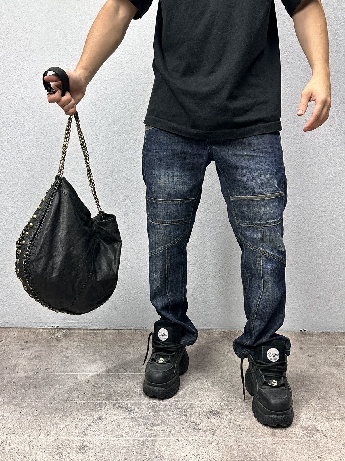 A.S.98 Vintage Leather Bag AS 98 style Metal Sling Bag Gothic GOA Size ONE SIZE - 14 Thumbnail