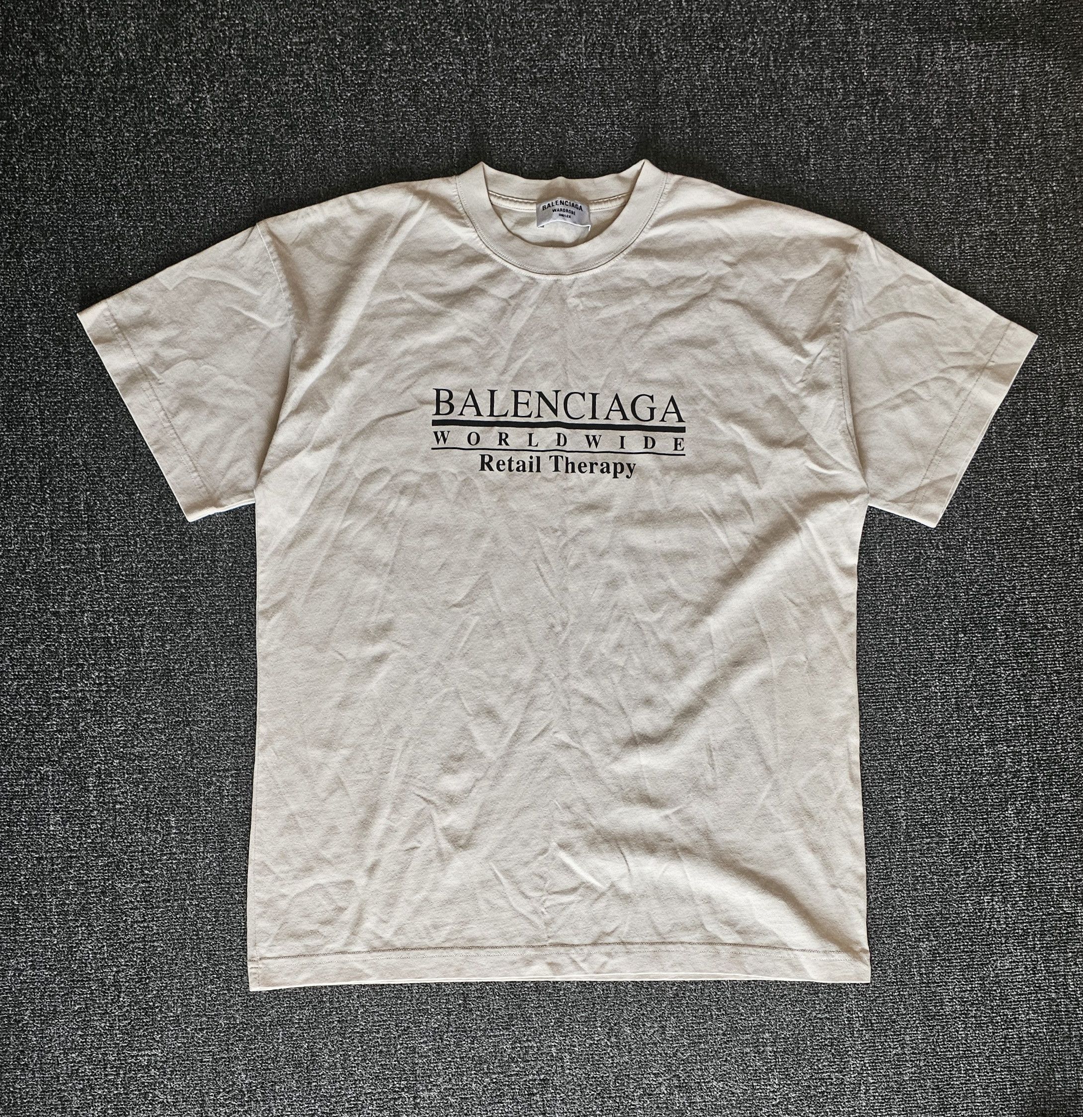 Balenciaga Balenciaga Men's Oversized Beige T-Shirt Size S Size US S / EU 44-46 / 1 - 1 Thumbnail