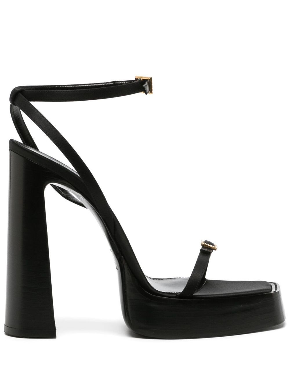 Saint Laurent Paris o1b1hav111224 Platz Platform Sandals in Black Size US 5.5 / IT 35.5 - 1 Thumbnail